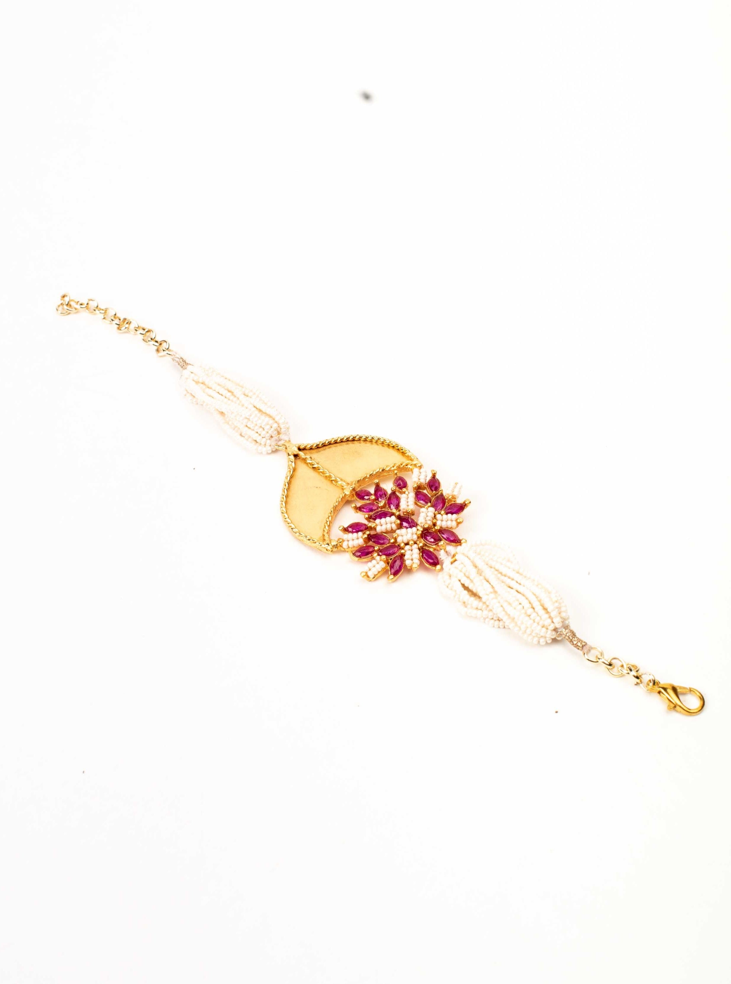 Amama,Ruby Leaf Bracelet