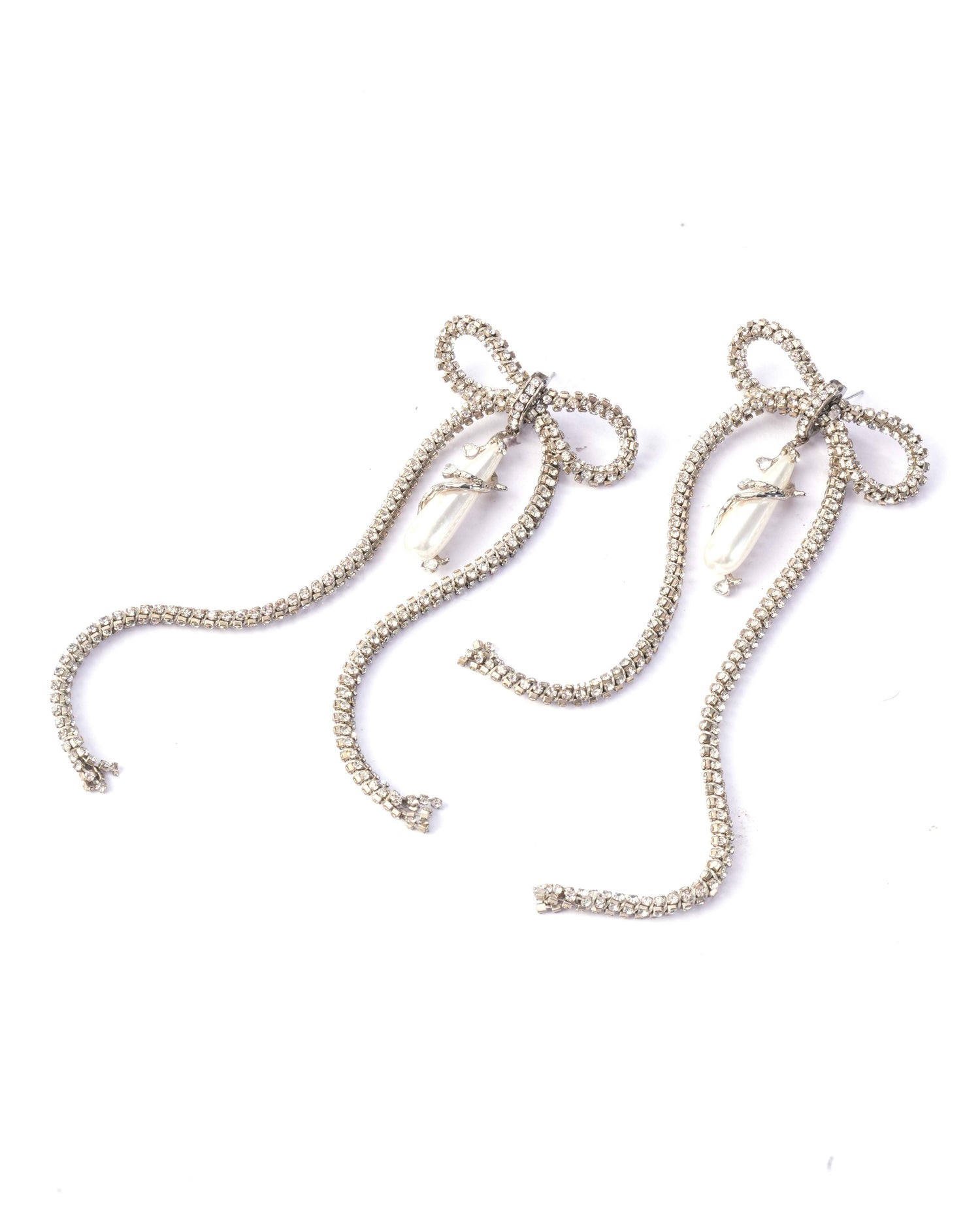 Liana Bow Earrings In Sparkling White