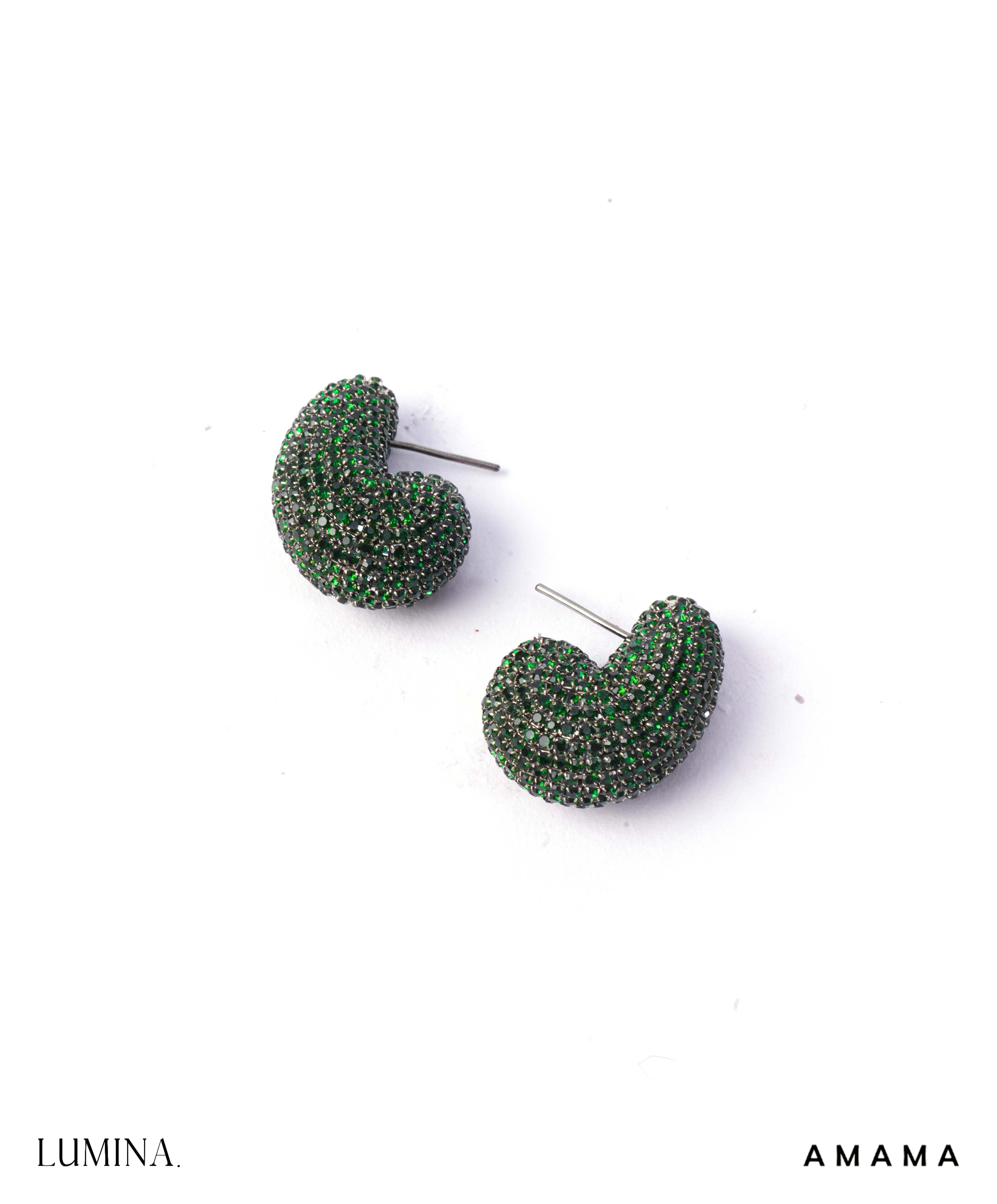 Amama,Nano Kaju Earrings In Forest Green