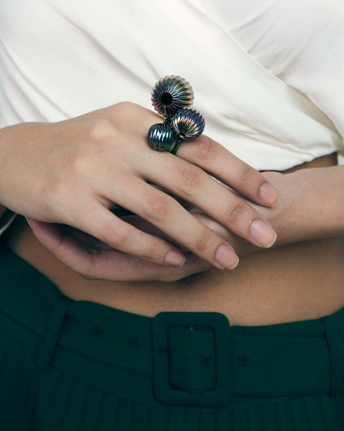 Maxima Ring Stack In Iridescent - Set of 3