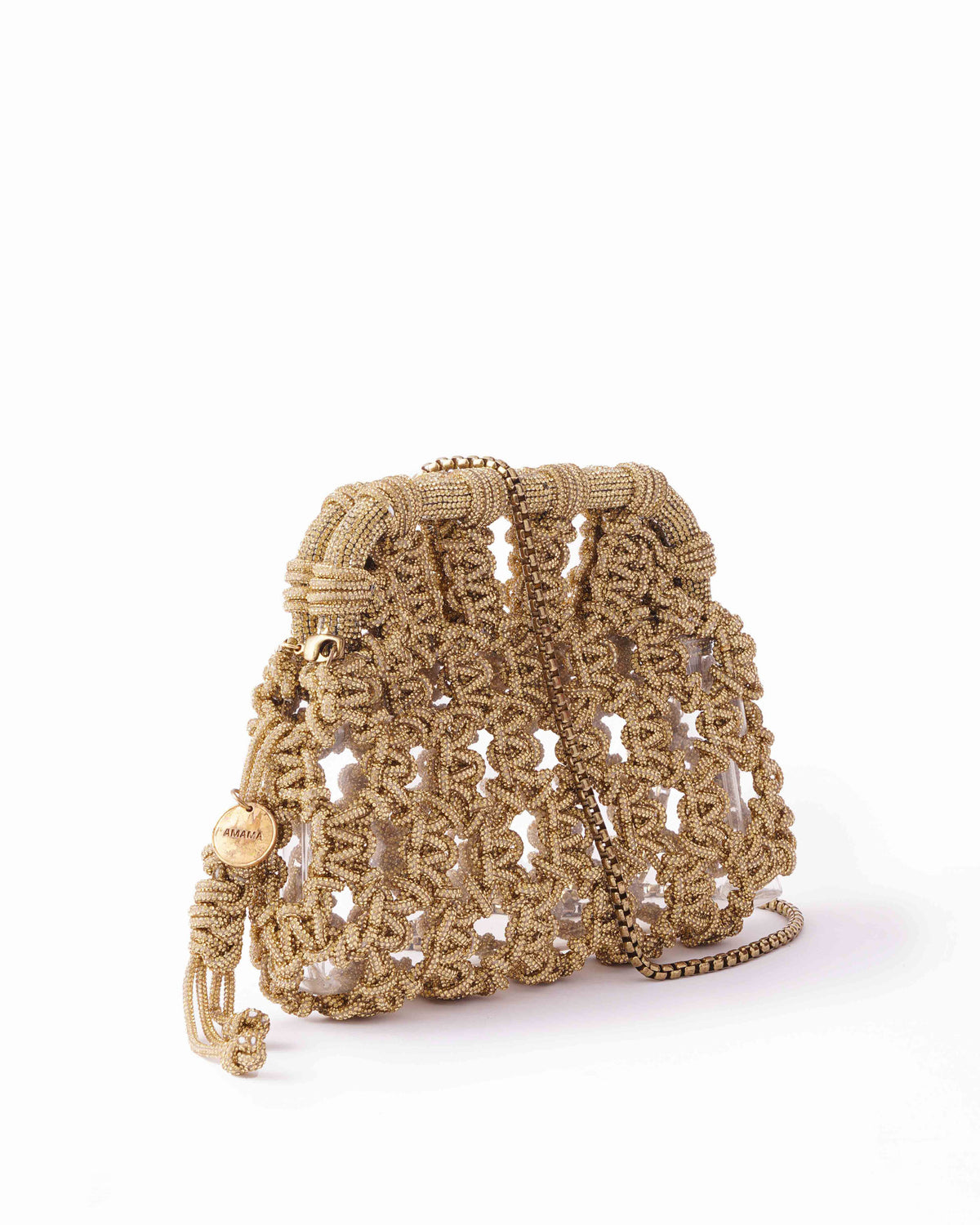 Luna Plaided clutch in light gold