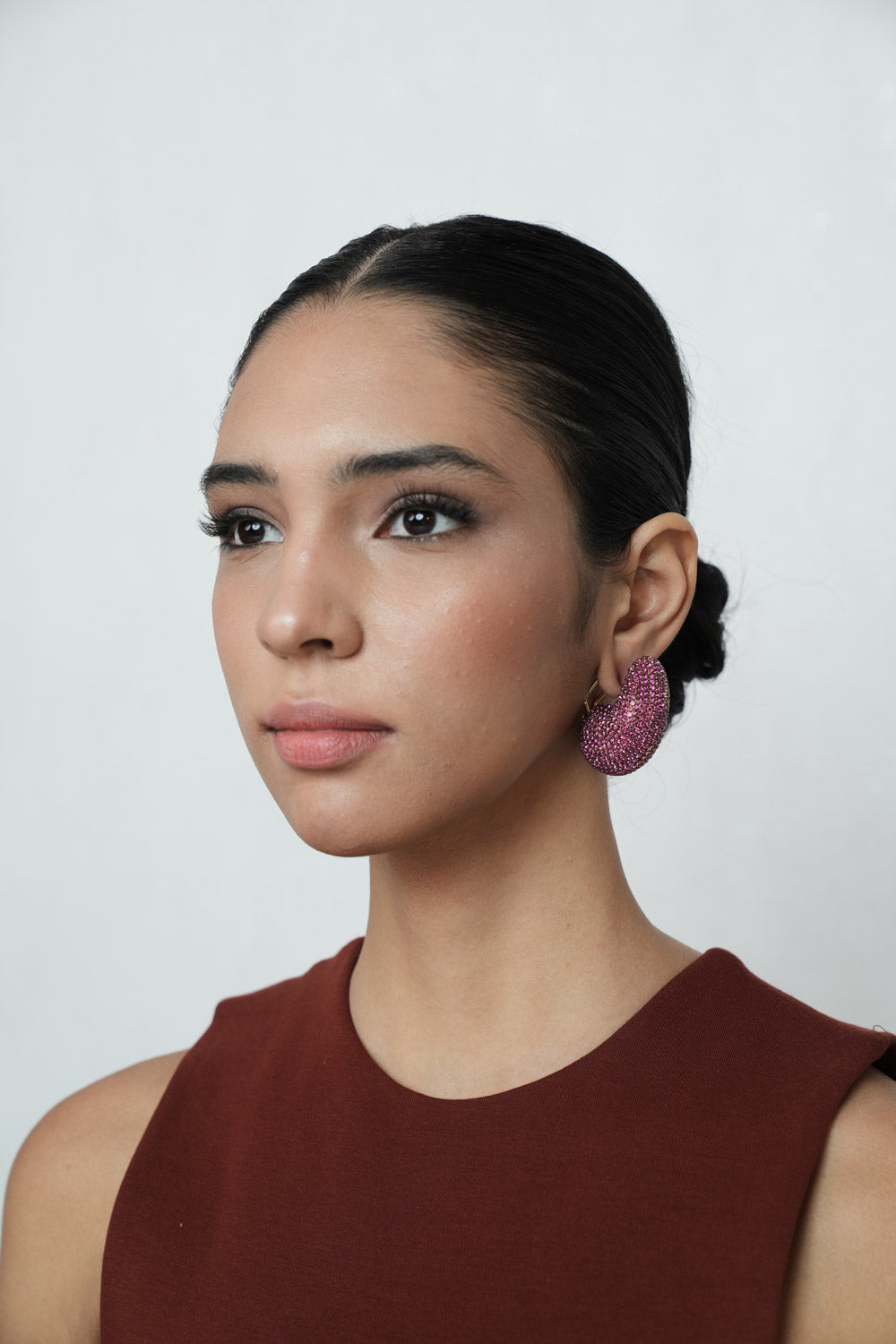 Amama,Kaju Earrings In Hot Pink