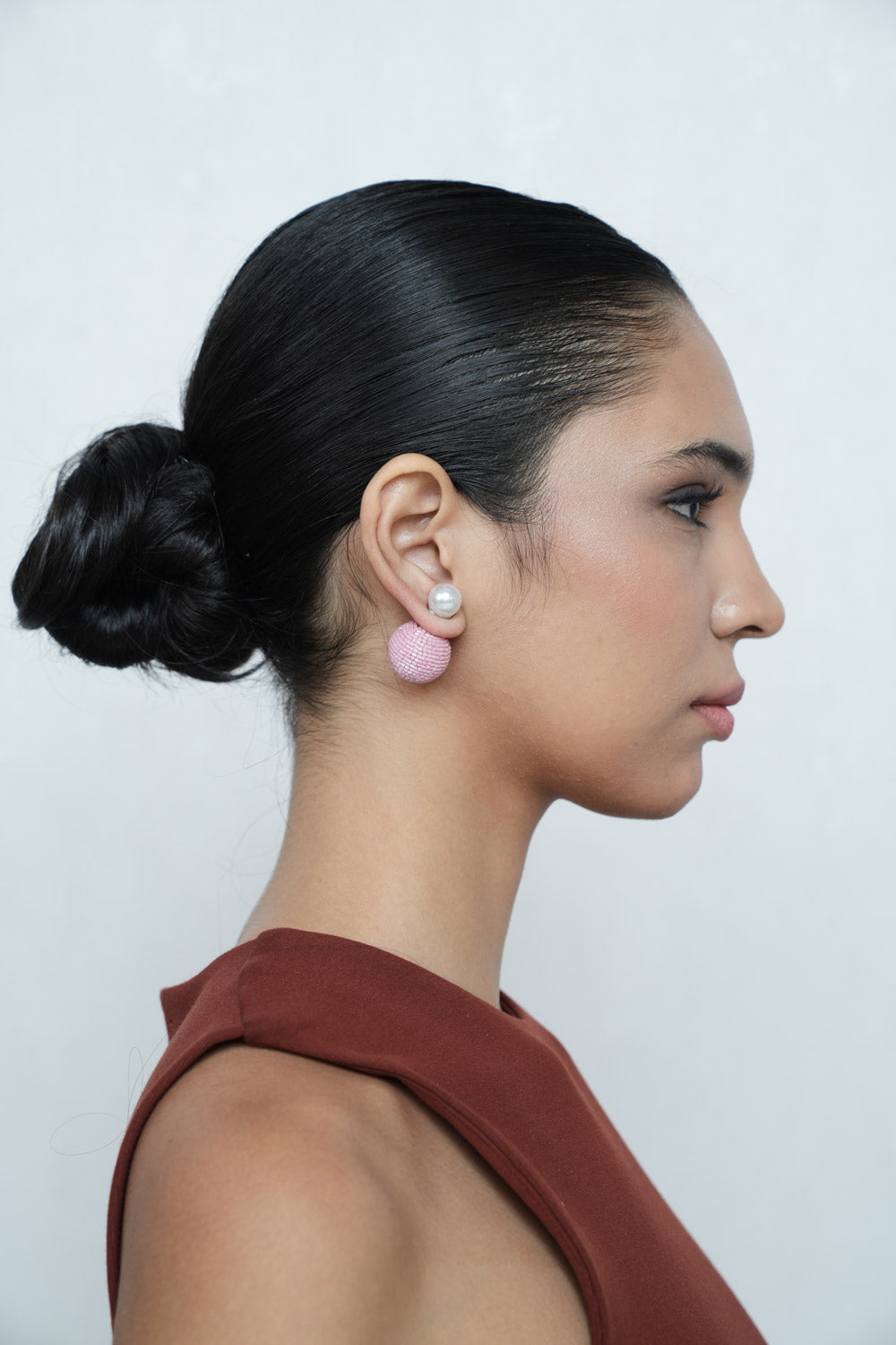 Amama,Day Dream Front Back Earrings In Baby Pink