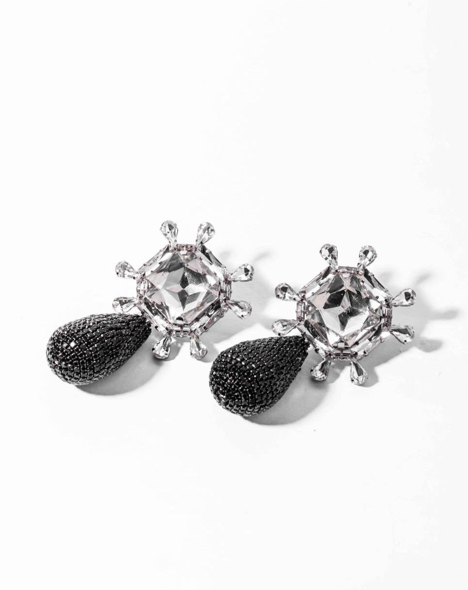 Aster Earrings In Charcoal Black Amama