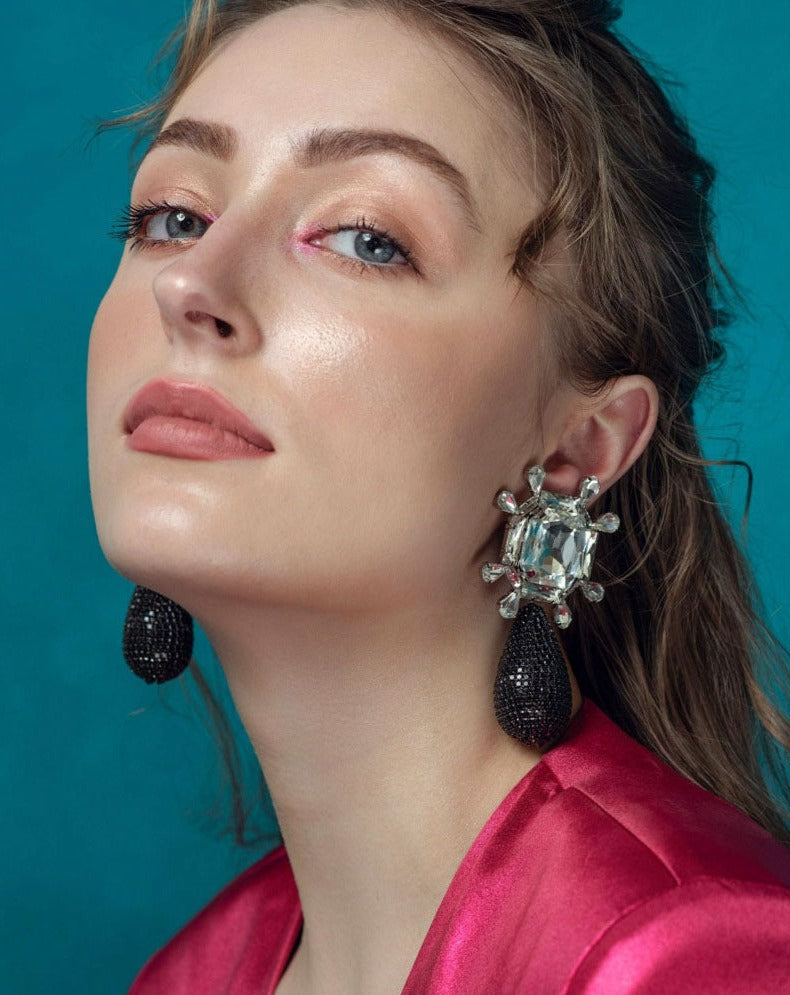 Aster Earrings In Charcoal Black