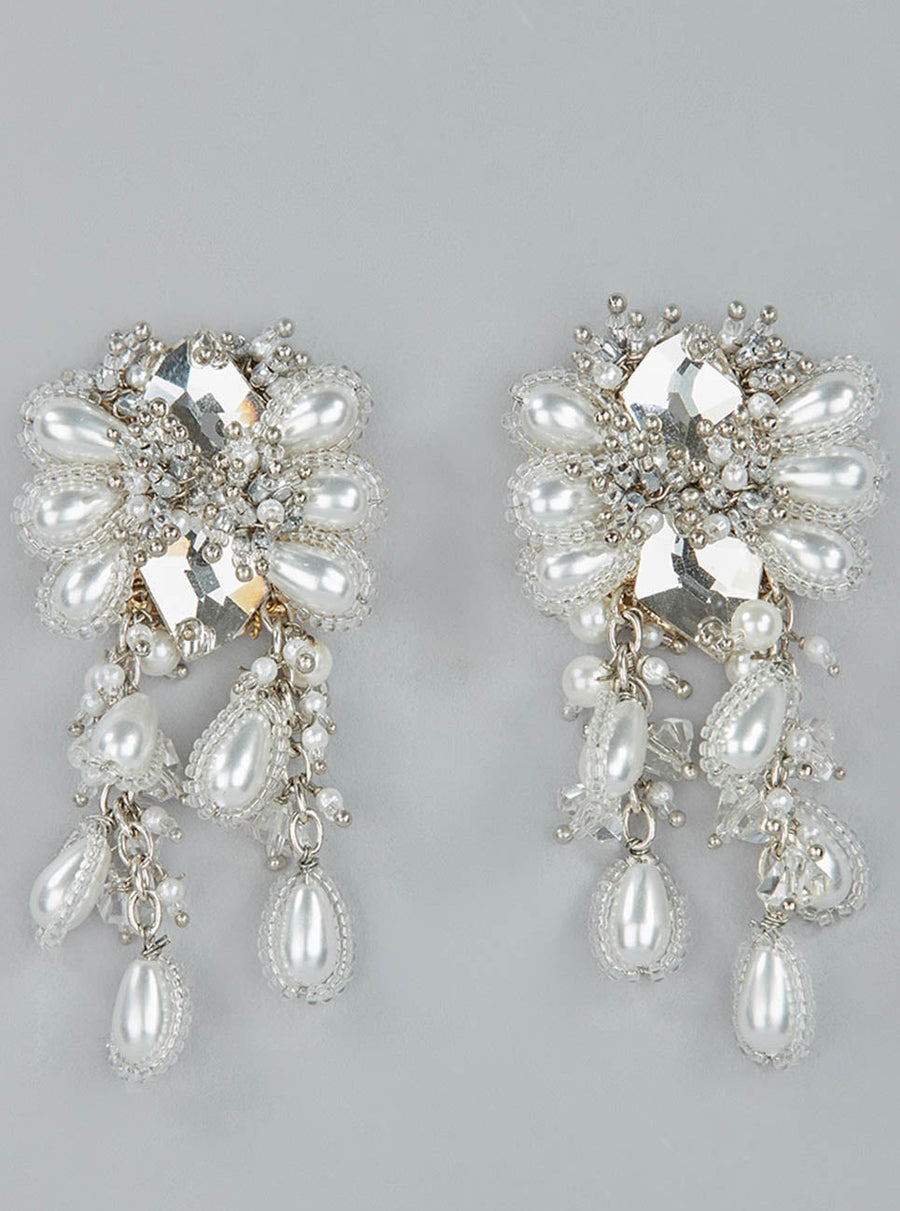 Jolena Silver Bead and Pearl Studs
