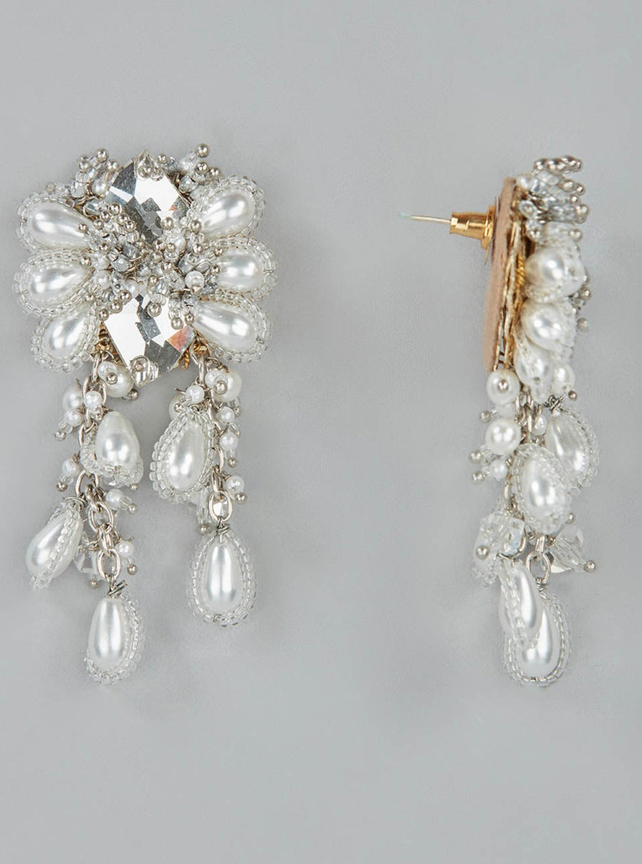Jolena Silver Bead and Pearl Studs