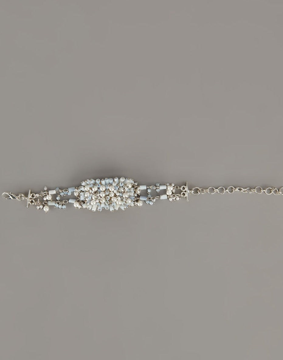 Amama,Handcrafted Blue & White Stone Studded Bracelet