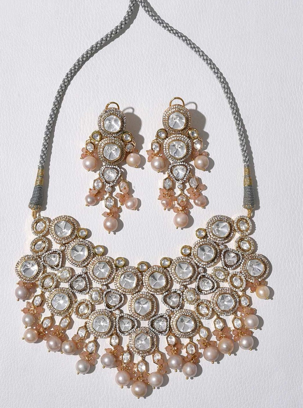 Amama,Baroque Pearl & Polki Necklace Set