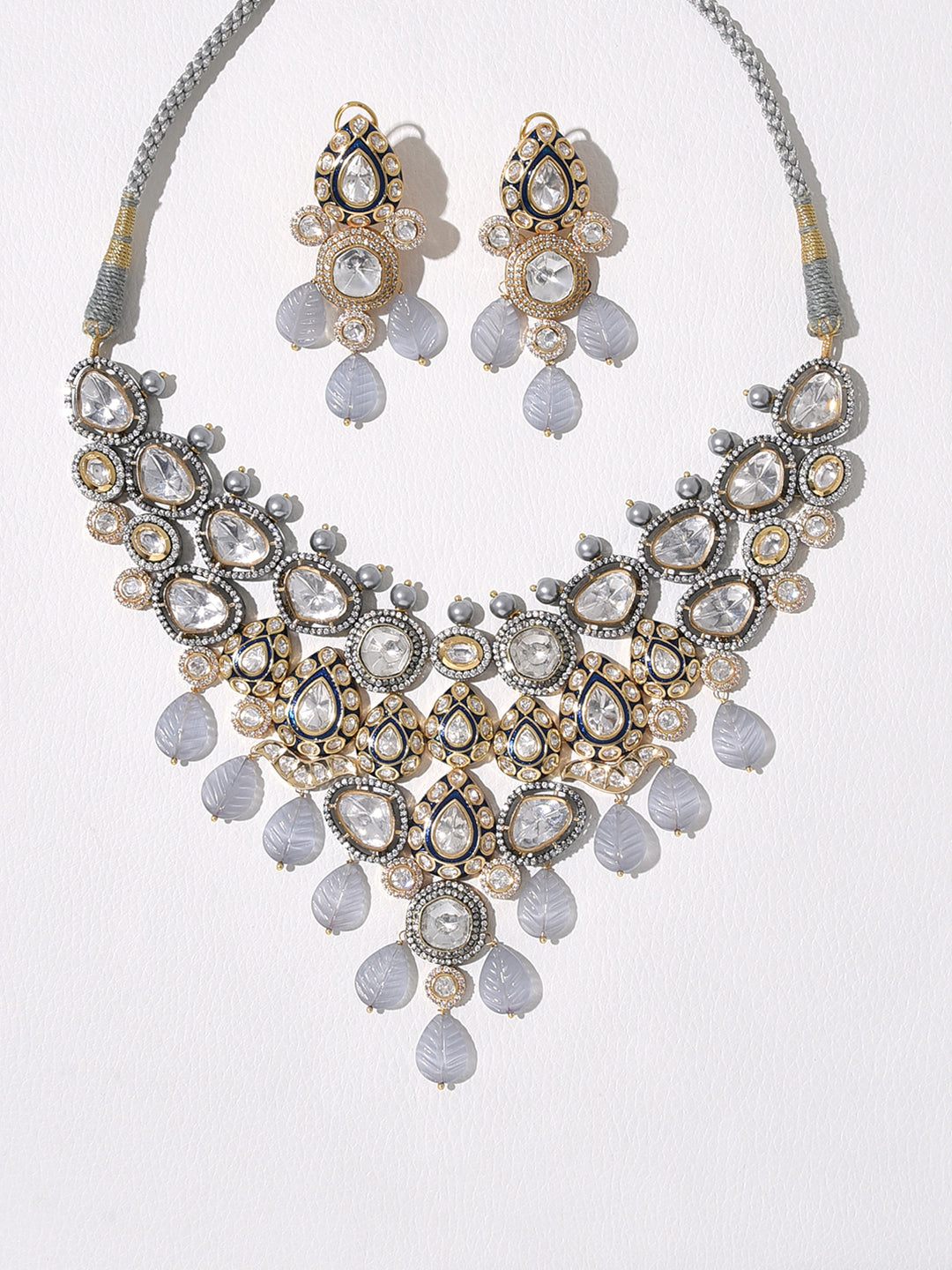 Amama,Polki & Carved Stone Bridal Necklace Set