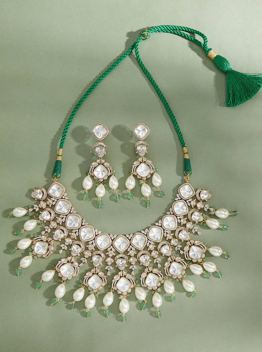 Bridal Necklace Set With Pearl Drops