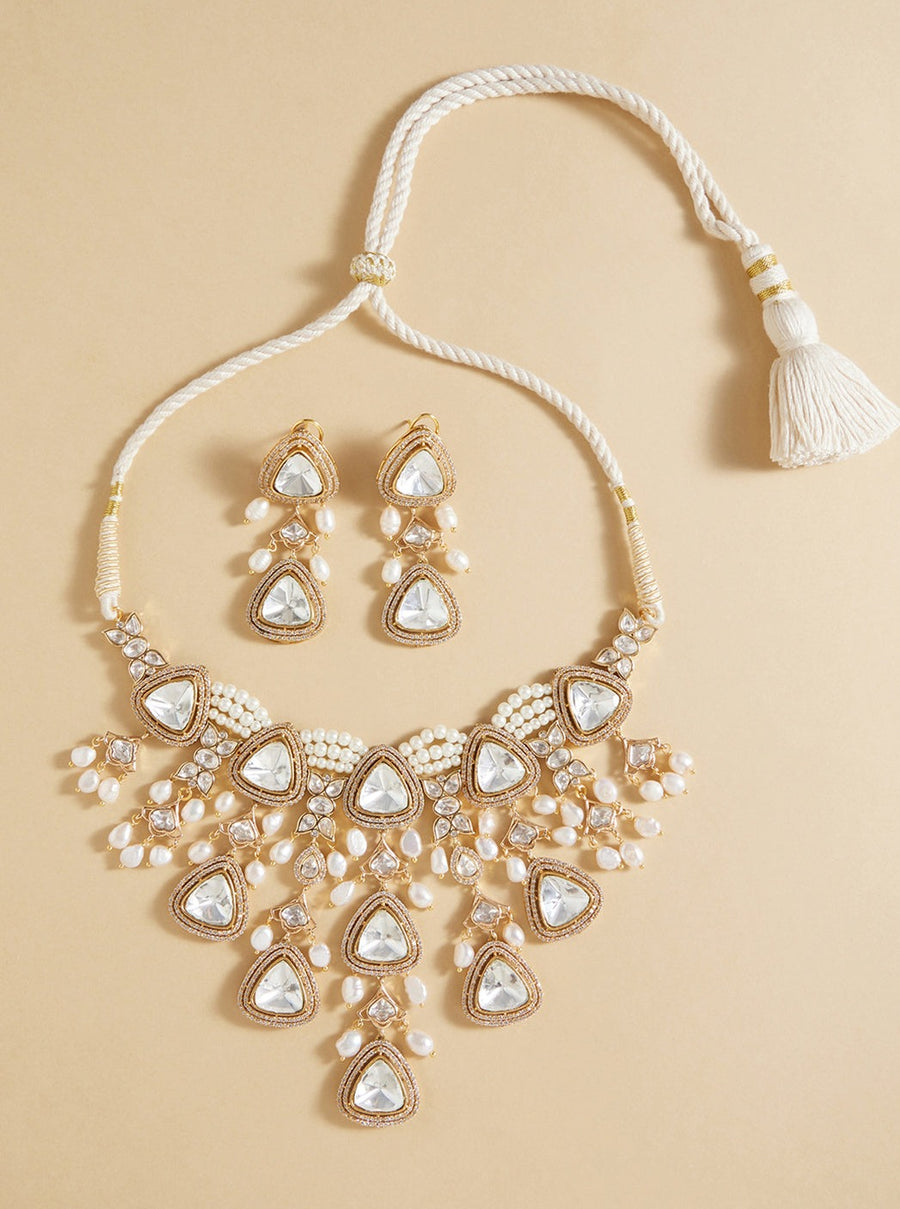 Polki & Pearl Drops Bridal Necklace Set