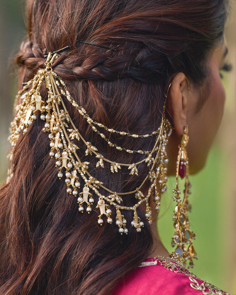 Basra Sahara In Pearls And Gold Earcuff (Set of 2)