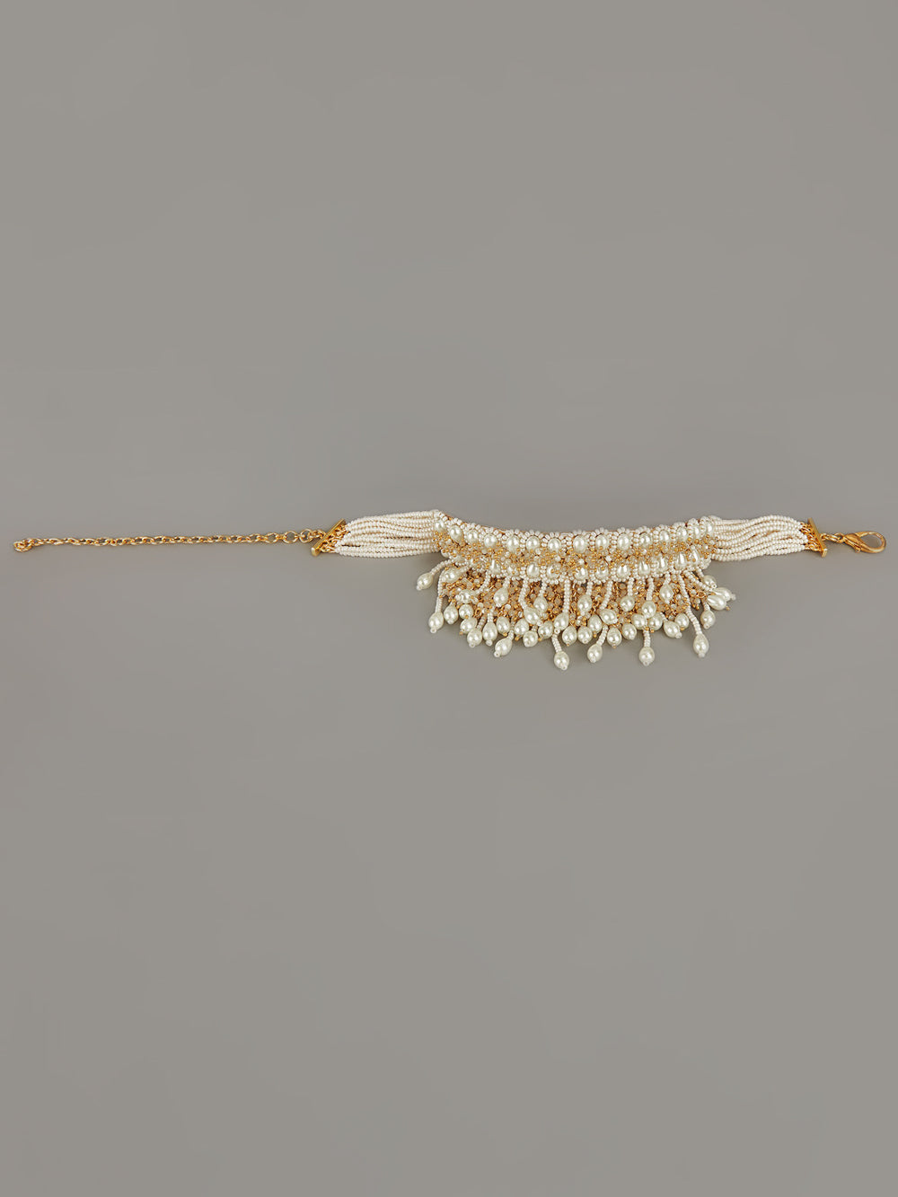 Amama,Contemporary And Chic Choker With Pearls And Orange Beads