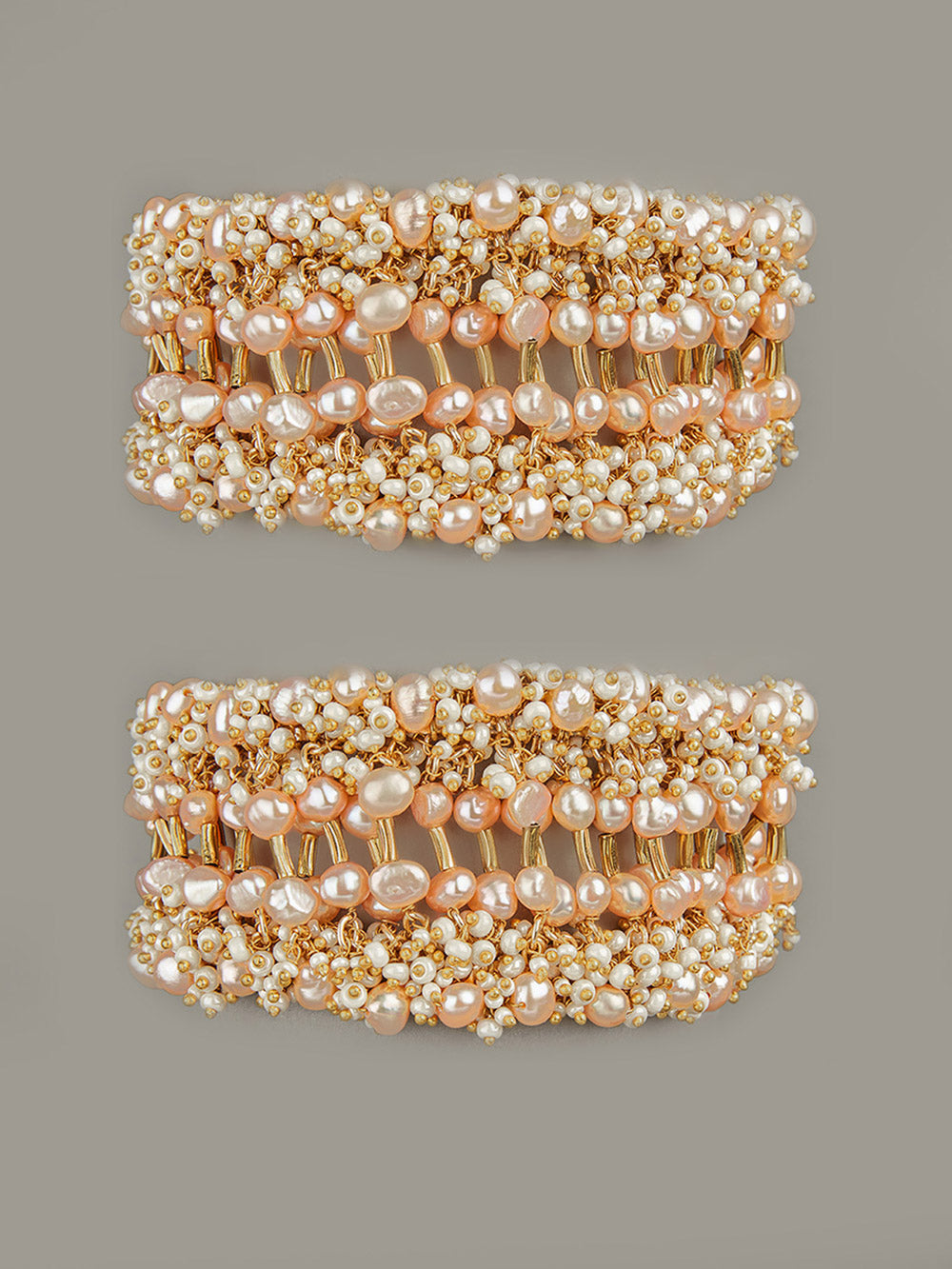 Amama,Statement Pink Pearl And Beads Armlet