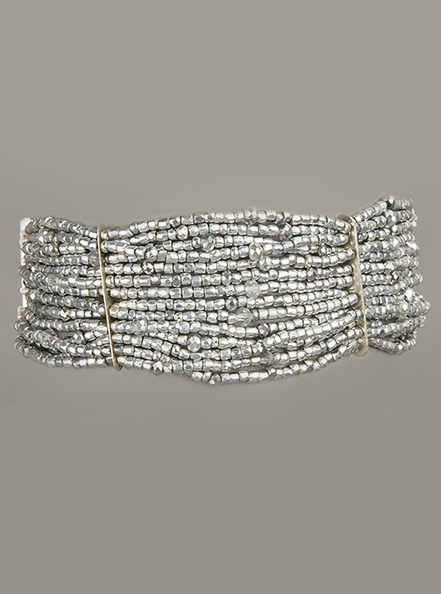 Statement Silver Chain Design Beaded Bracelet