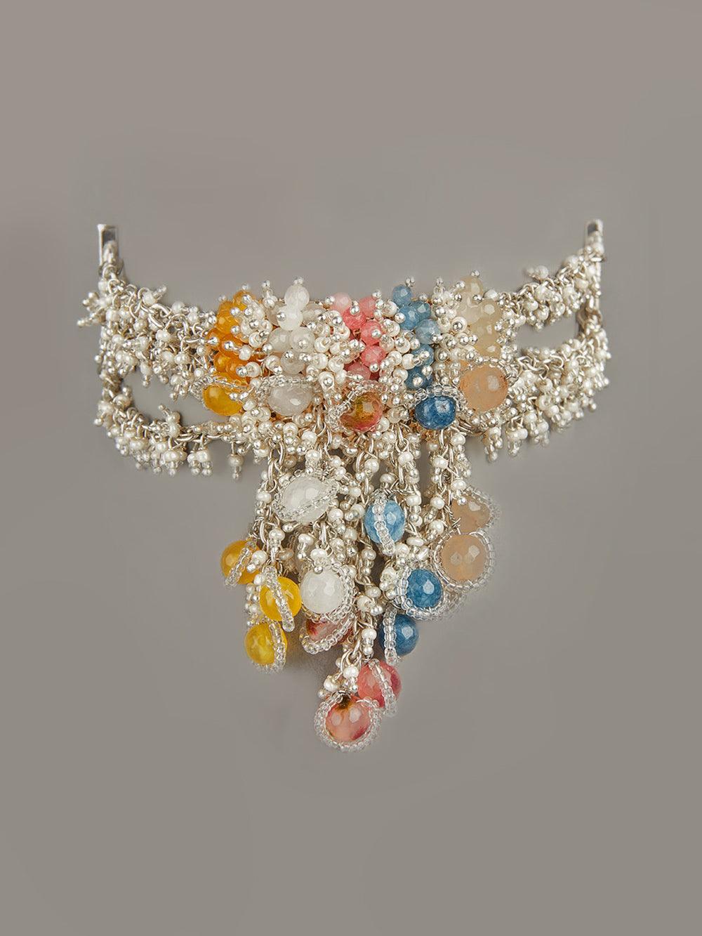 Amama,Handcrafted Multicolor Pearl And Stone Studded Bracelet