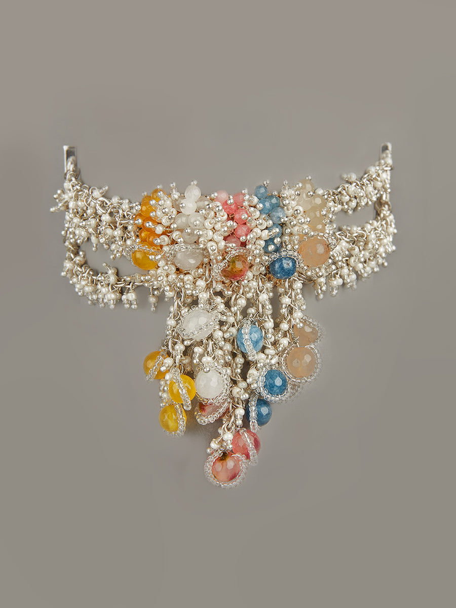 Handcrafted Multicolor Pearl And Stone Studded Bracelet