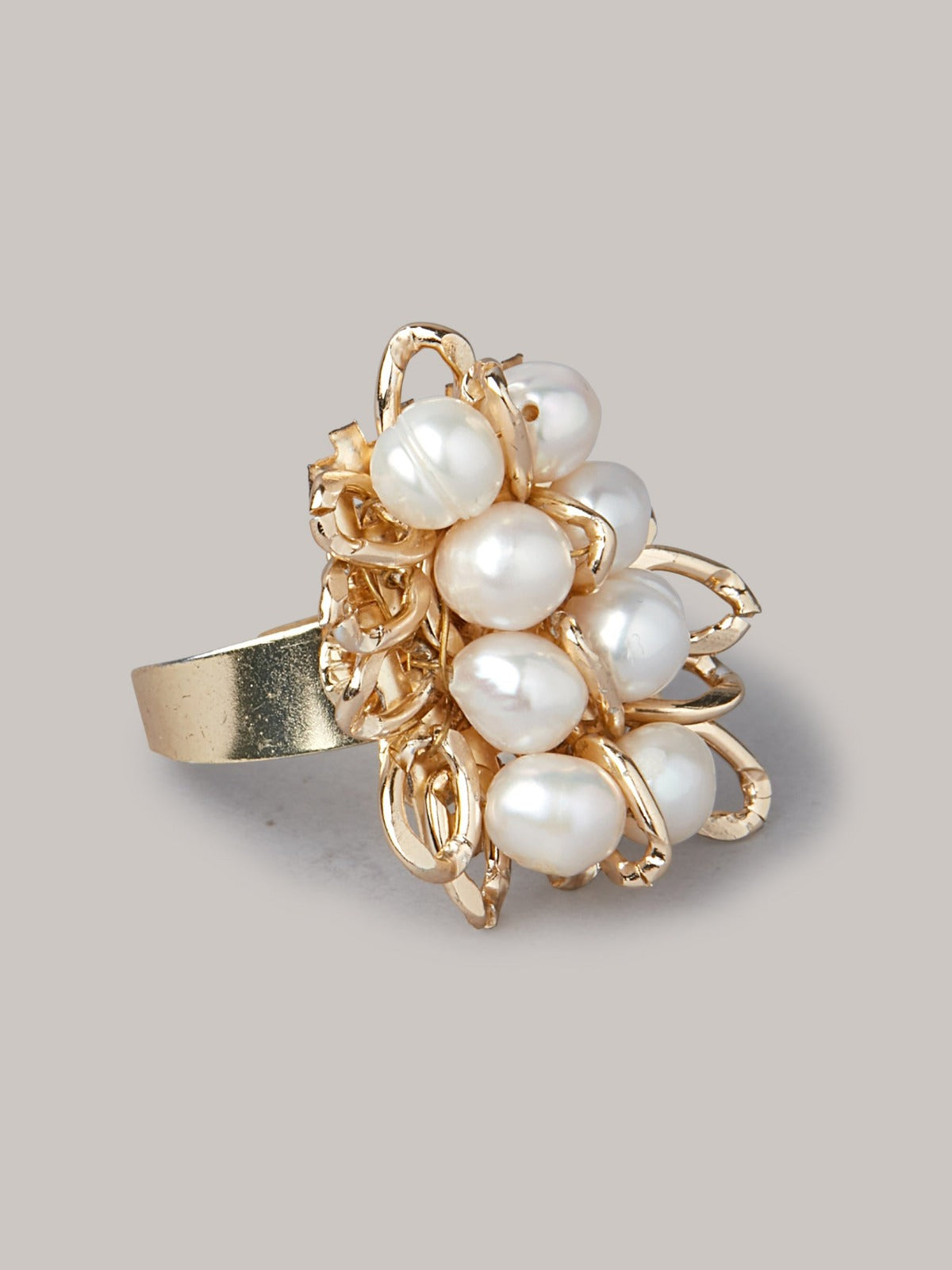 Amama,Designer Pearl And Gold Handmade Ring