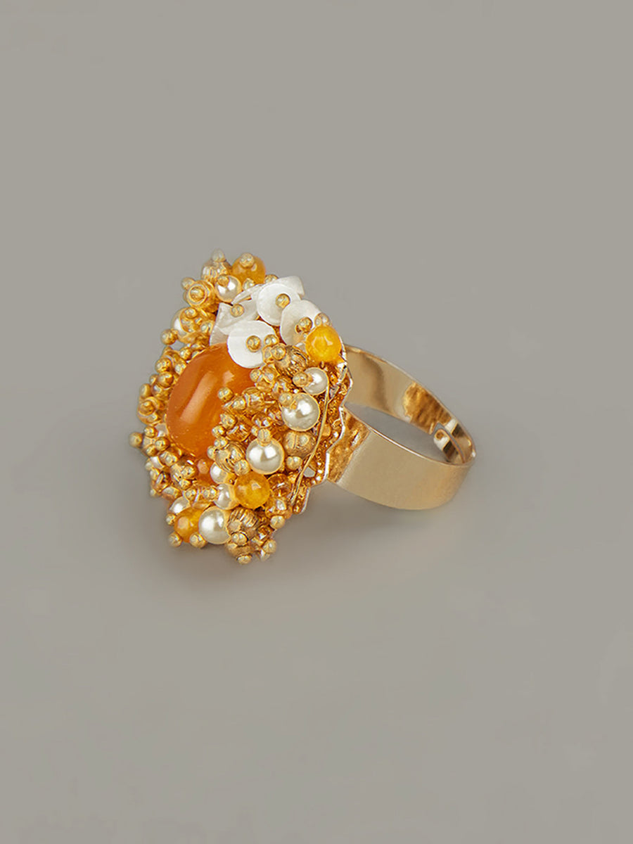 Handcrafted Caramel Stone Finger Ring