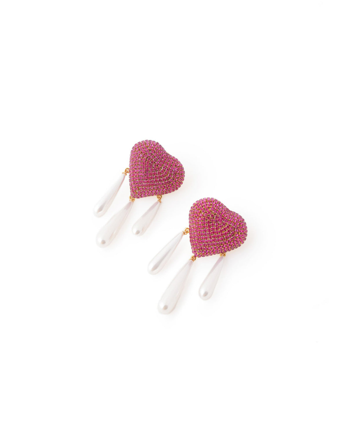 Cherish Heart studs in Hot Pink