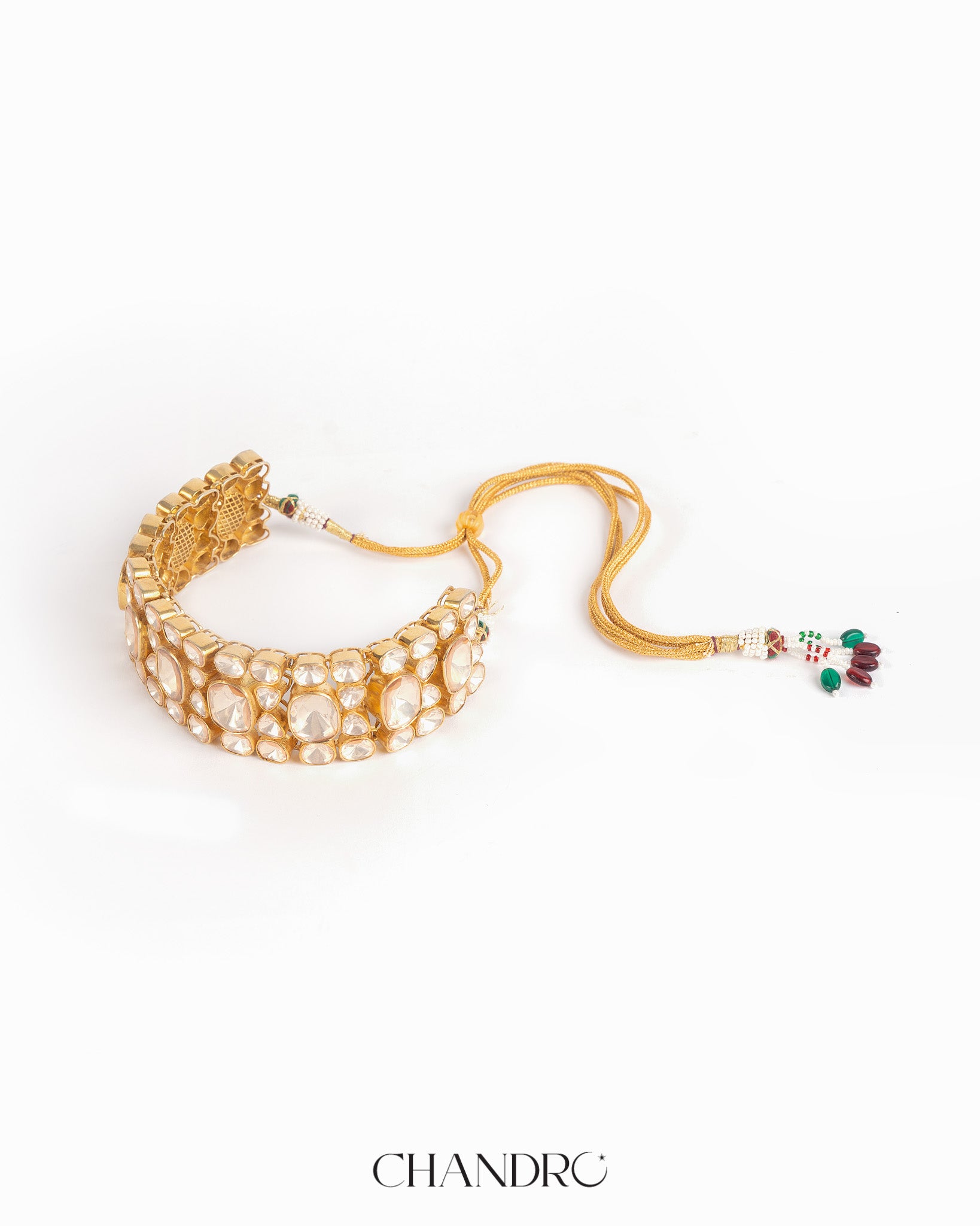 925 Silver Moissanite Gold Plated Necklace in Antique Finish