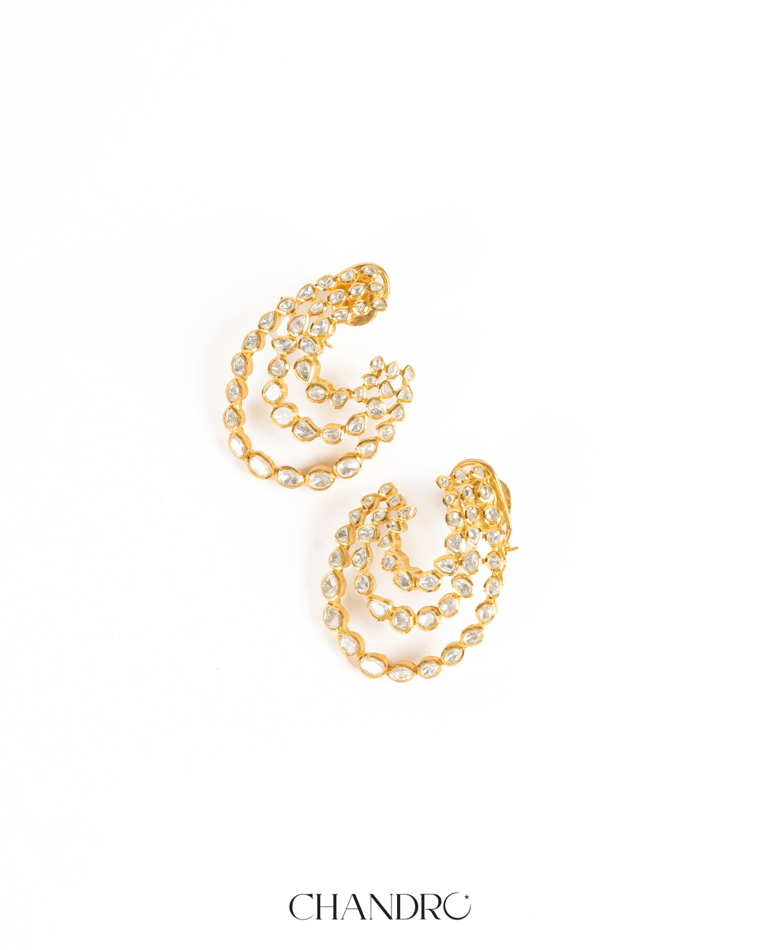 Saru 925 Silver Moissanite Gold Plated Earrings