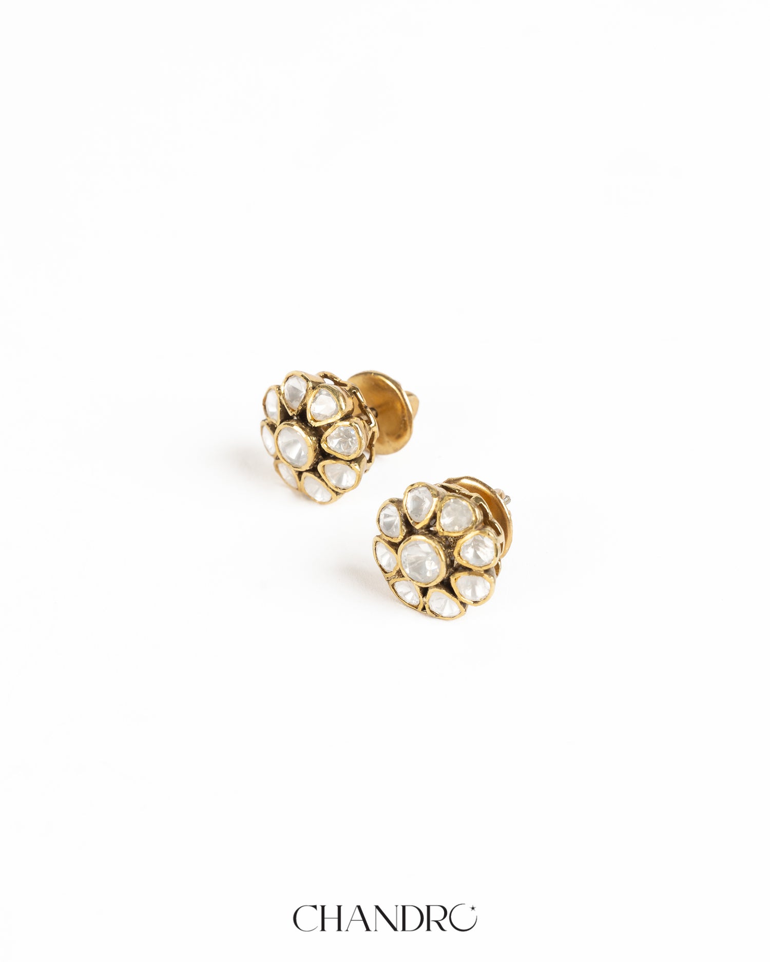 Kuhu 925 Silver Moissanite Gold Plated Studs