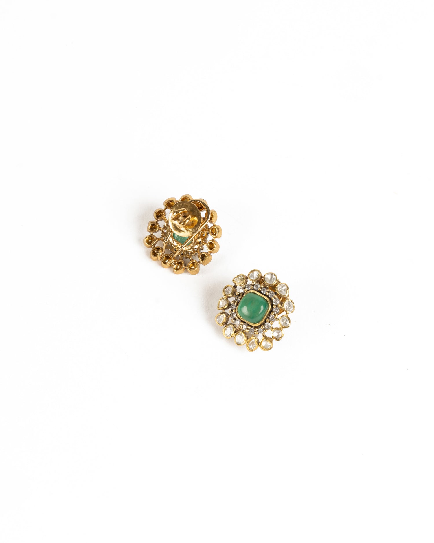Nivi Emerald 925 Silver Moissanite Gold Plated Studs