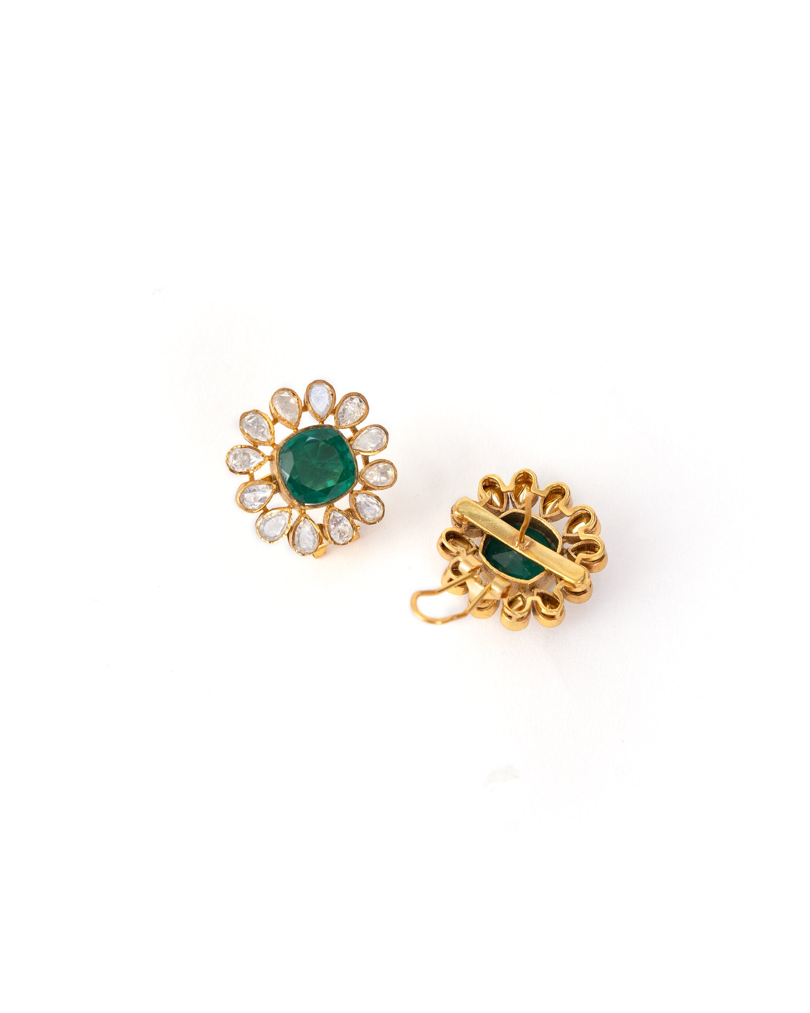 Emerald Kundan Studs