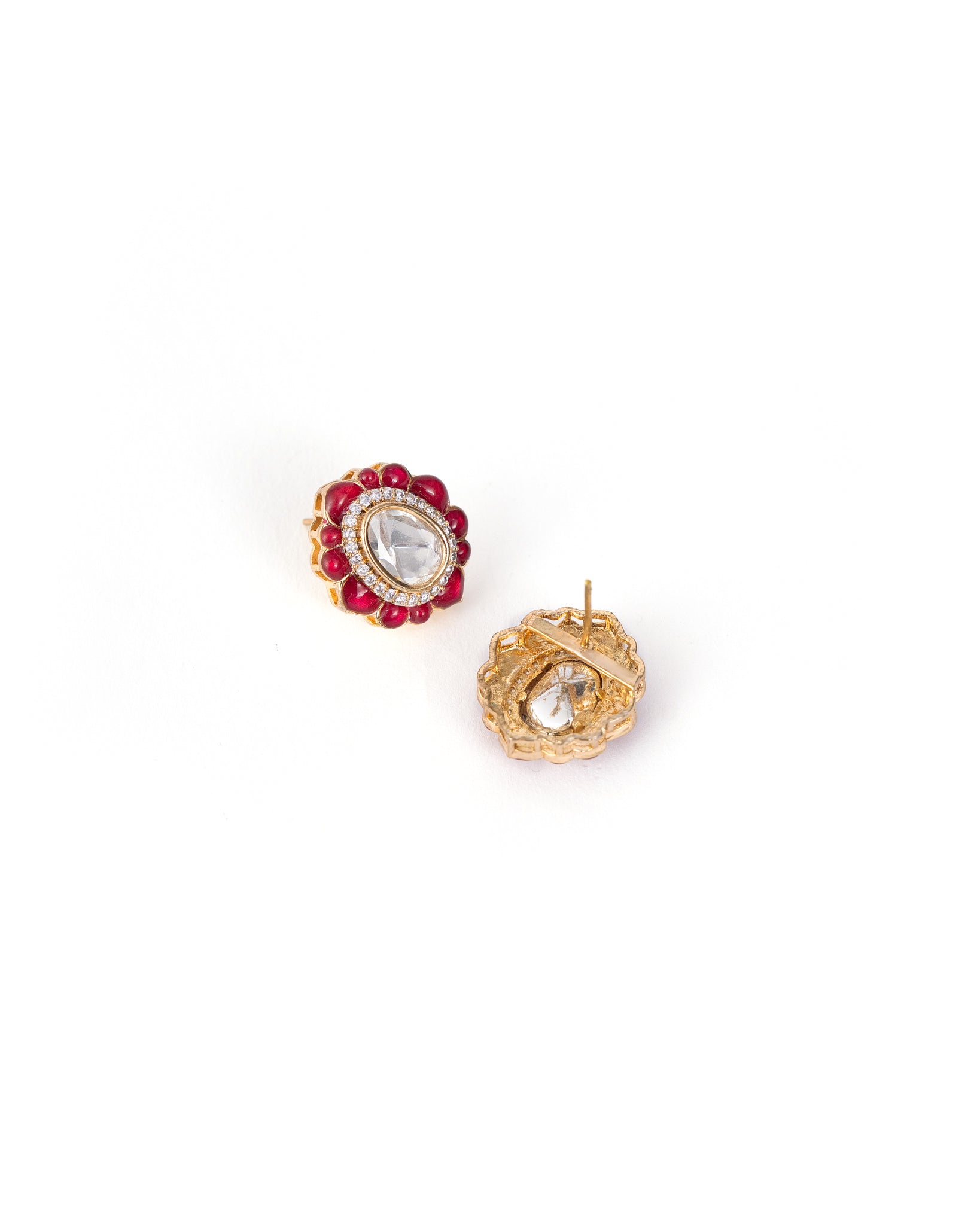 Ruby Red Kundan Studs