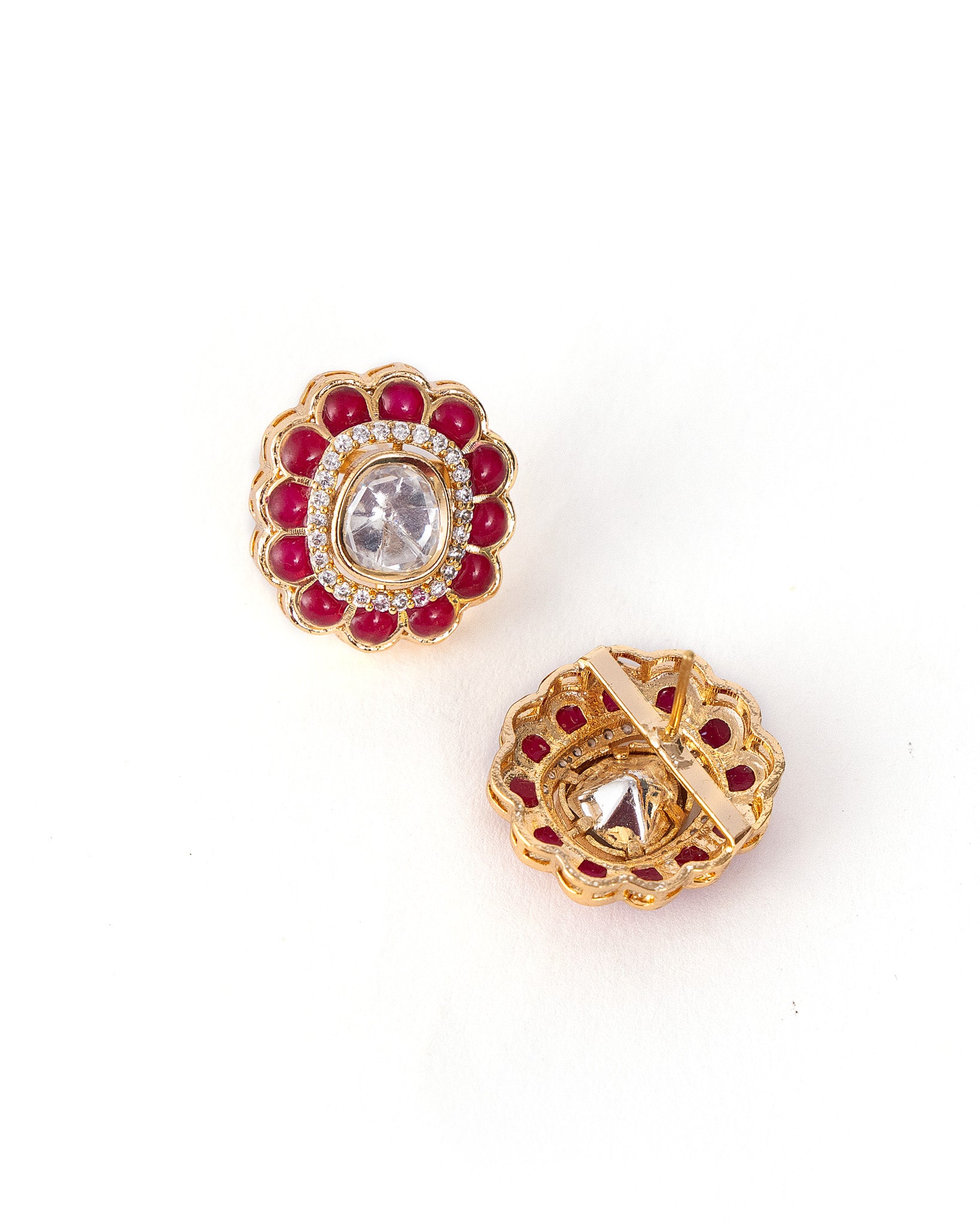 Ruby Red CZ Kundan Studs