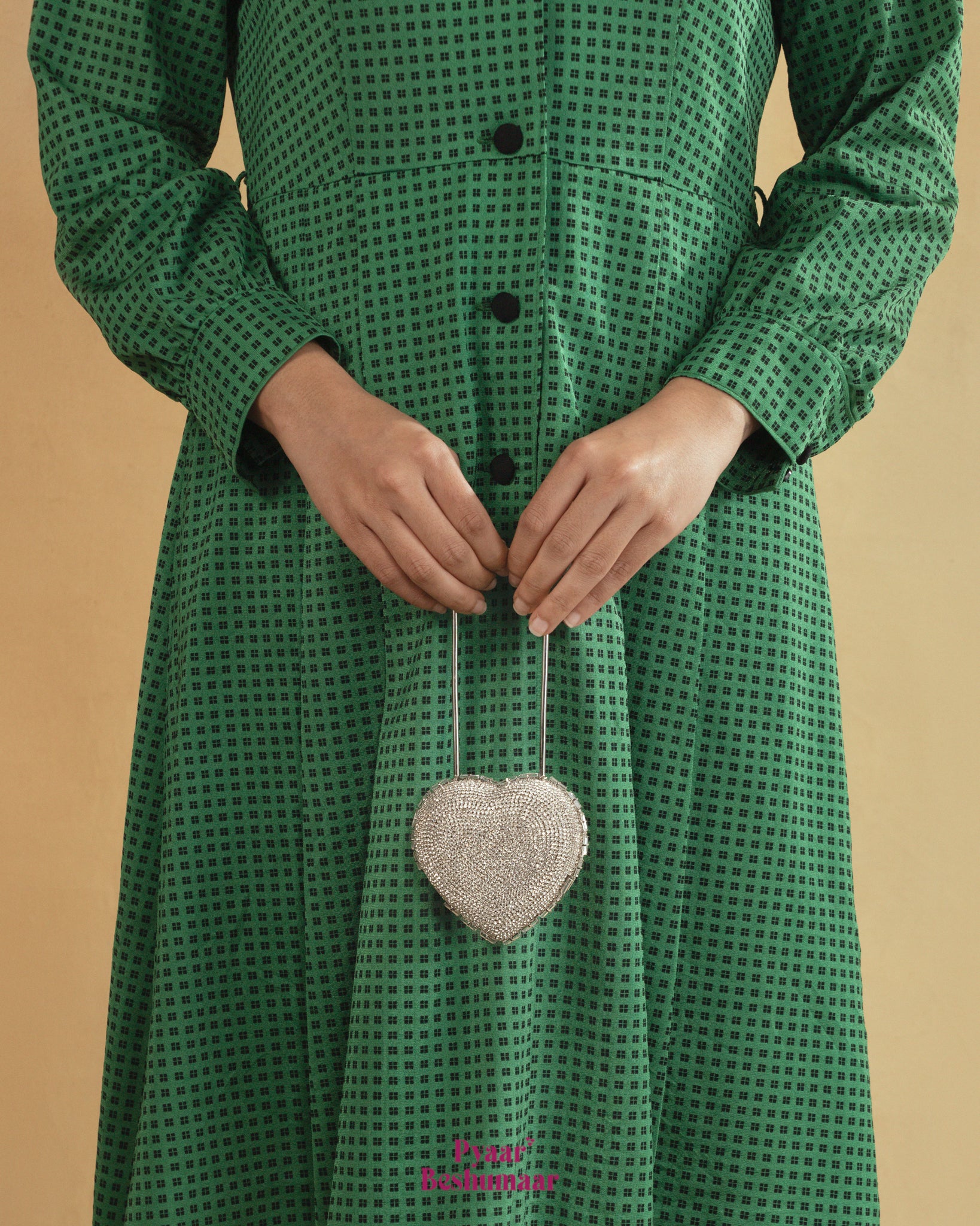 Heart Lock Nano Bag in Sparkling White