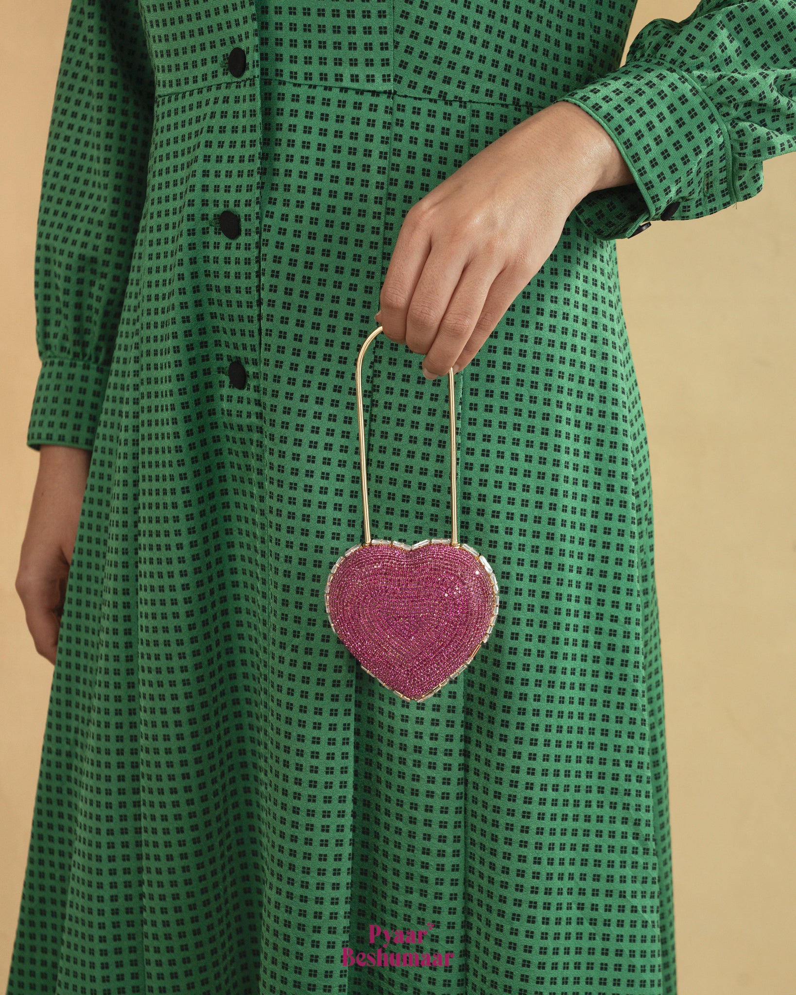 Heart Lock Nano Bag in Hot Pink