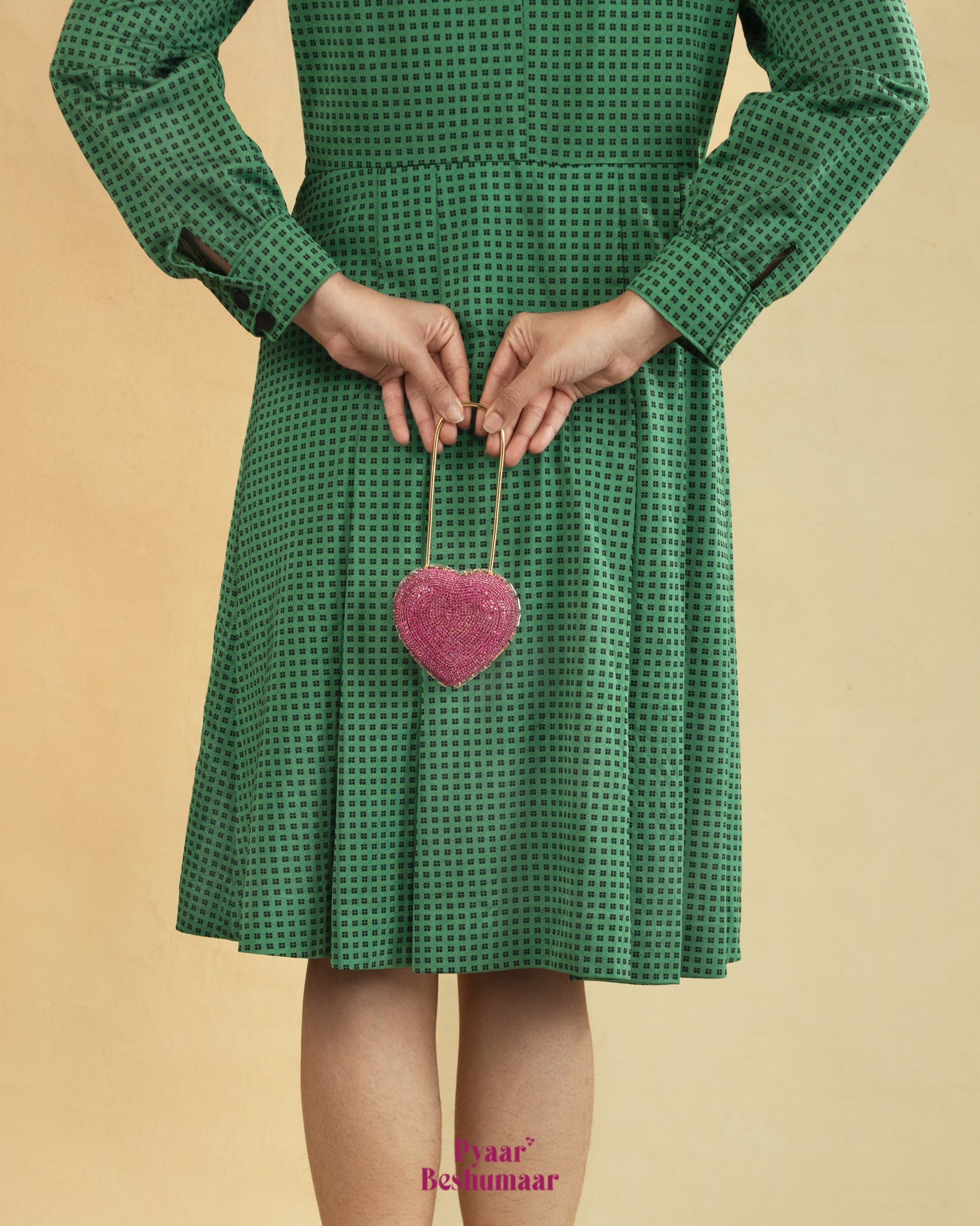 Heart Lock Nano Bag in Hot Pink