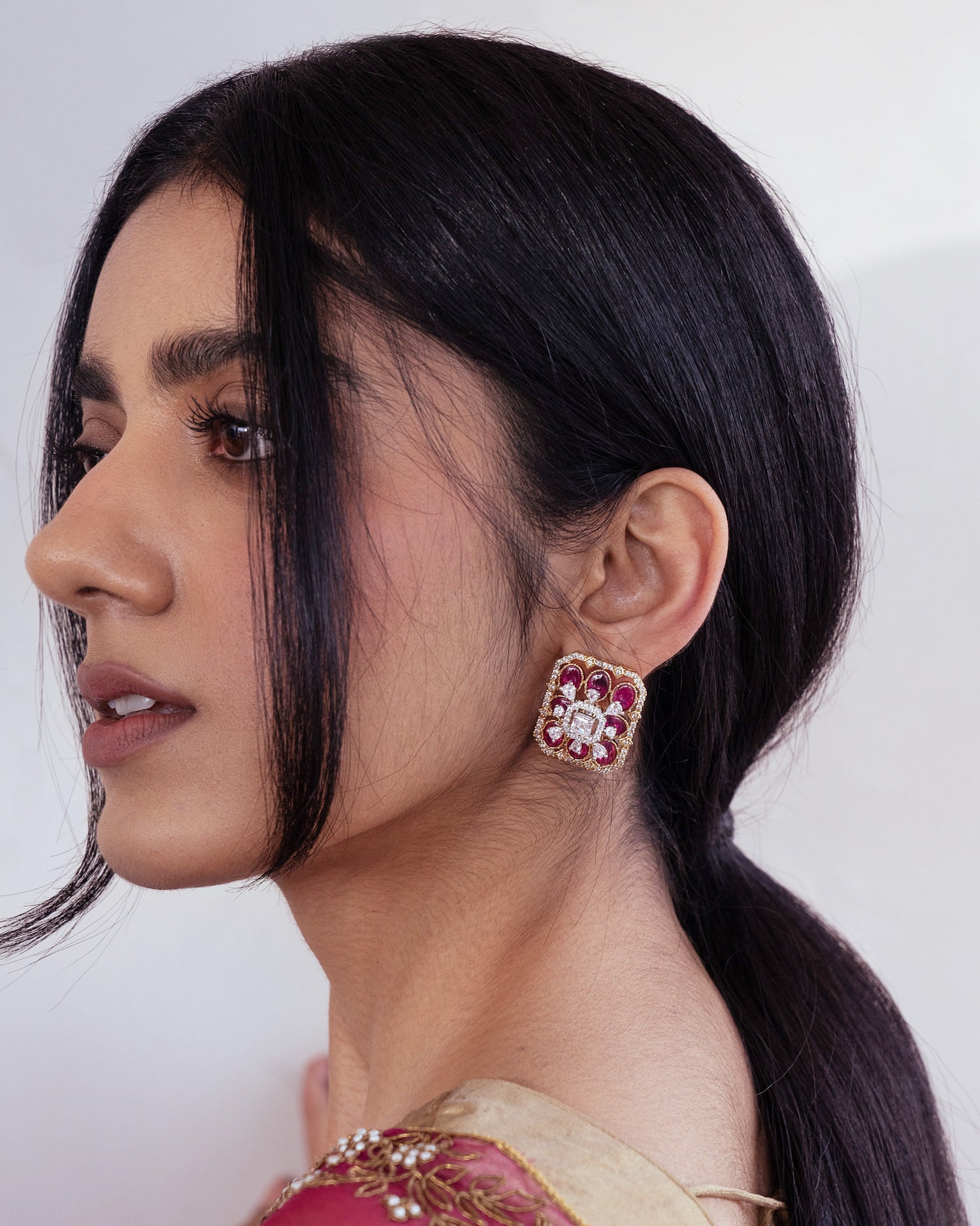 Ruby Red Zircon Studs
