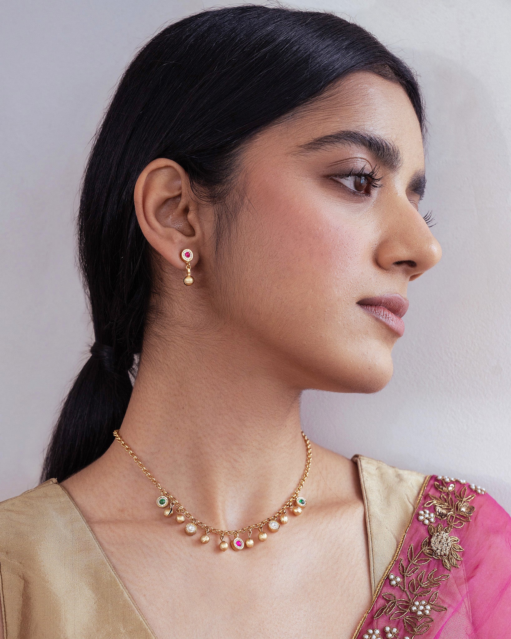 Lara Multi-Color Gold Necklace Set