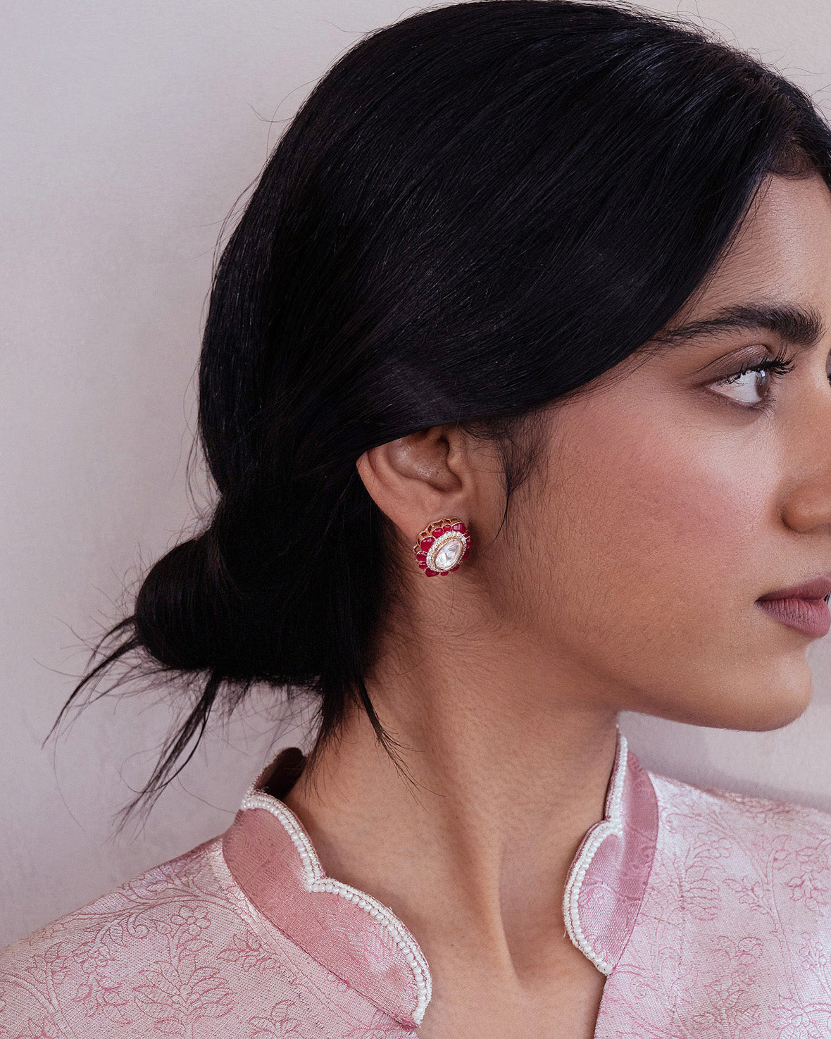 Ruby Red Kundan Studs