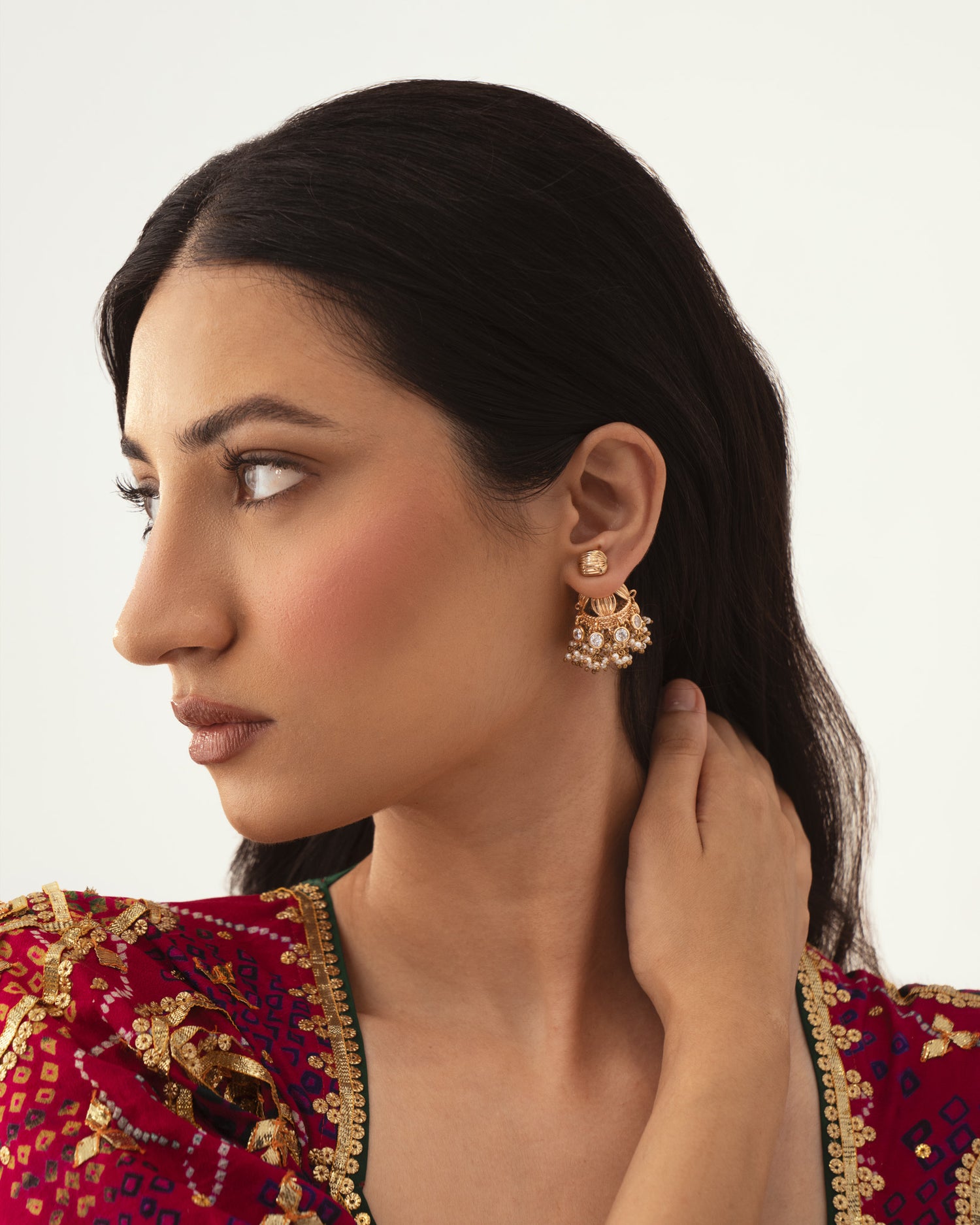 Mogra Bageecha Front Back Earrings