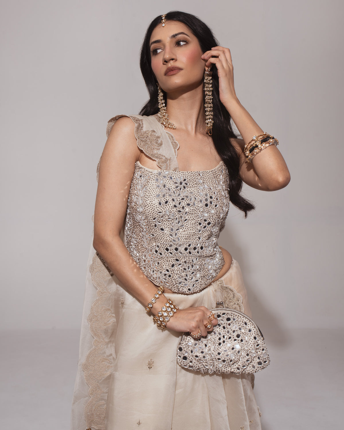 Sheeshmahal Lippan Batua in Silver