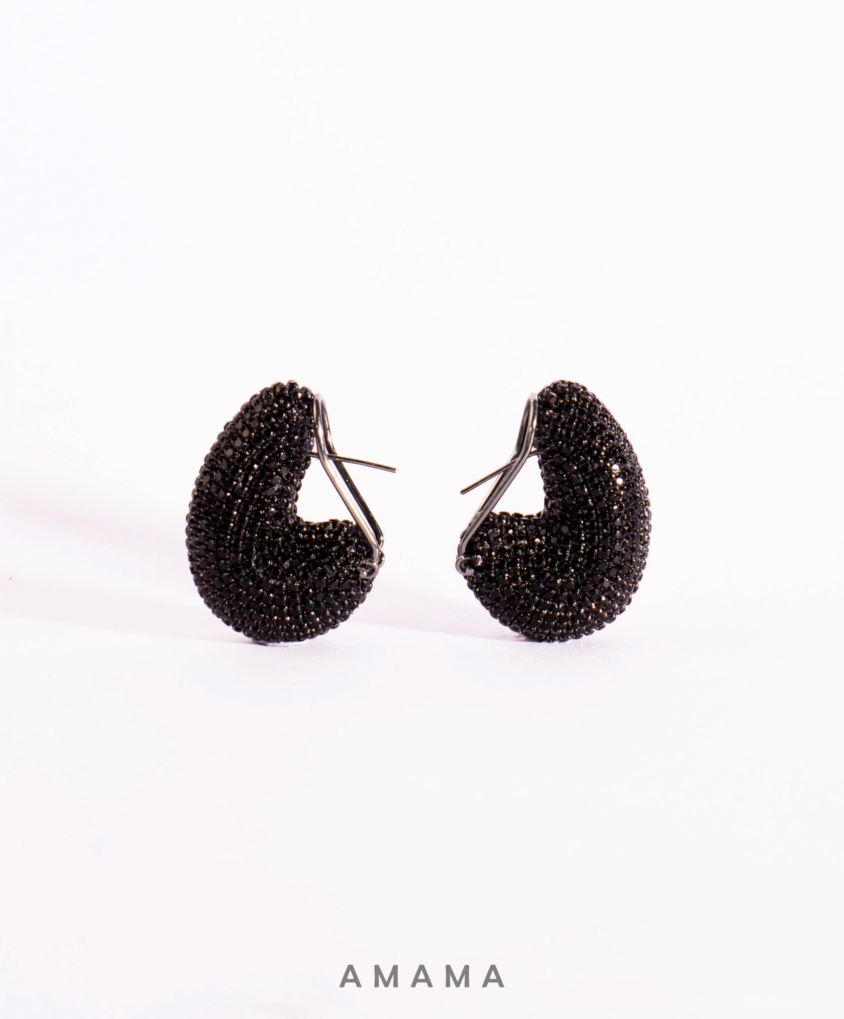 Amama,Kaju Earrings In Charcoal Black