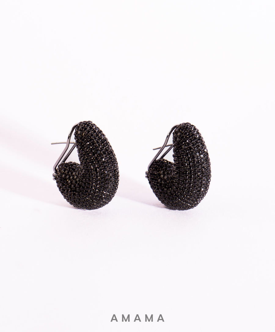 Kaju Earrings In Charcoal Black