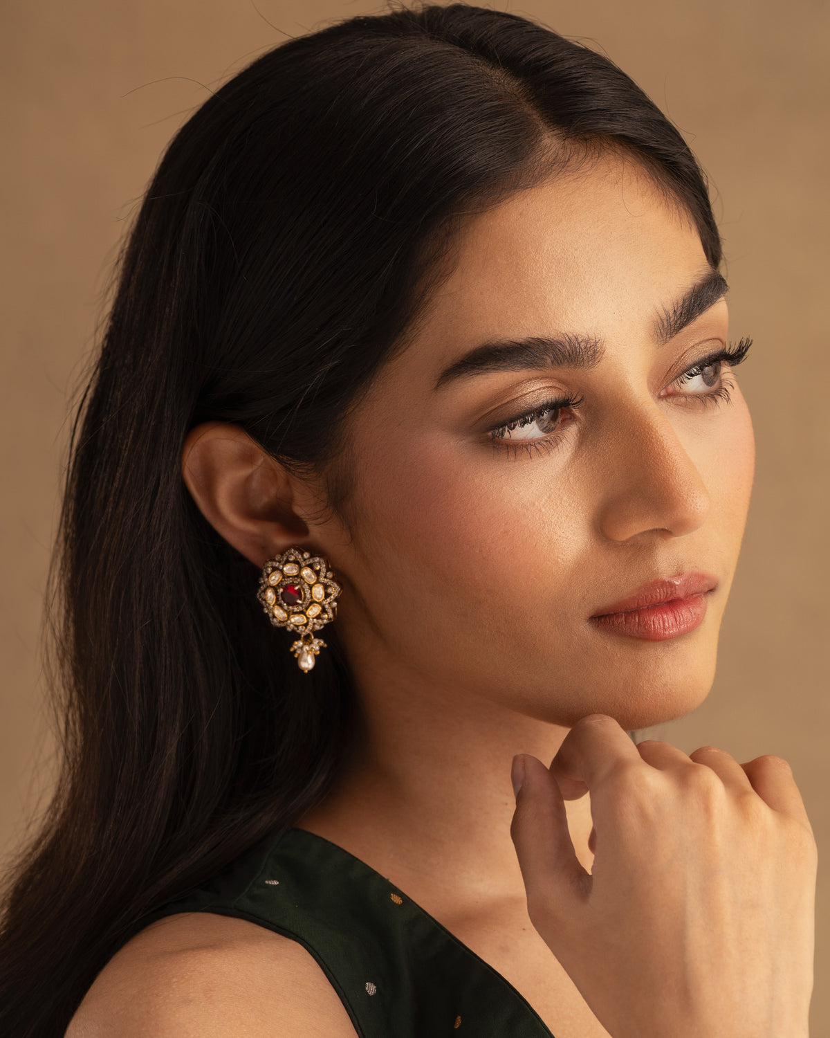 925 Manik Rangoli Studs