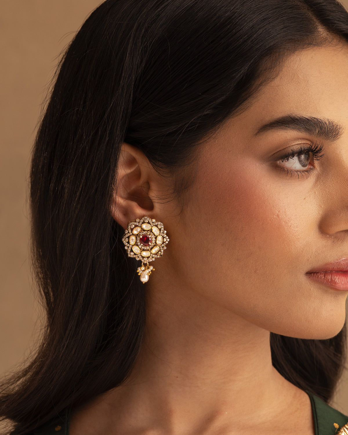 925 Manik Rangoli Studs