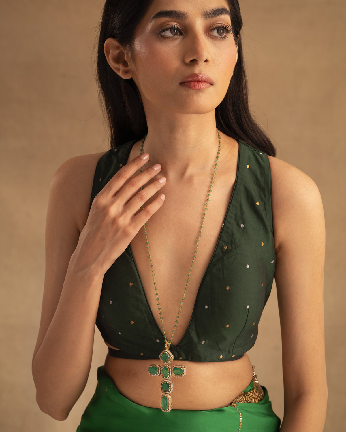925 Emerald Cross Pendant