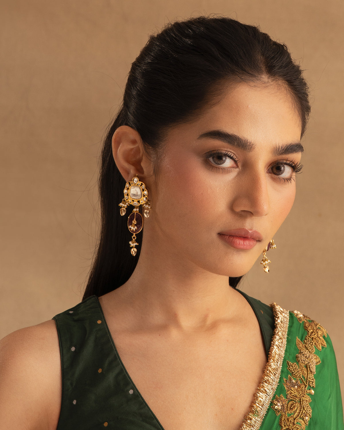 925 Dual Manik Earrings