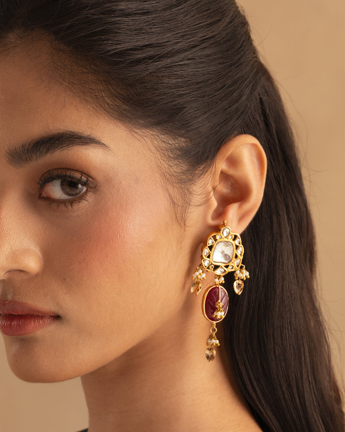925 Dual Manik Earrings