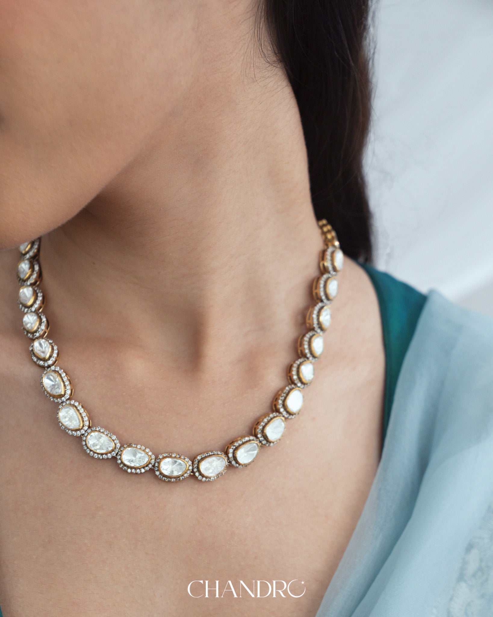 Kavi 925 Silver Moissanite Gold Plated Necklace