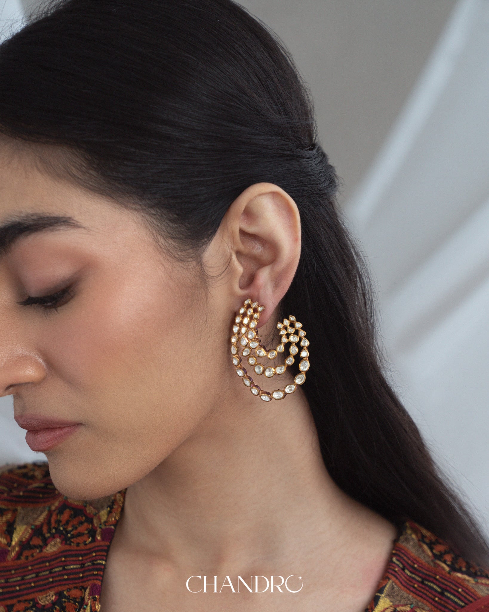 Saru 925 Silver Moissanite Gold Plated Earrings