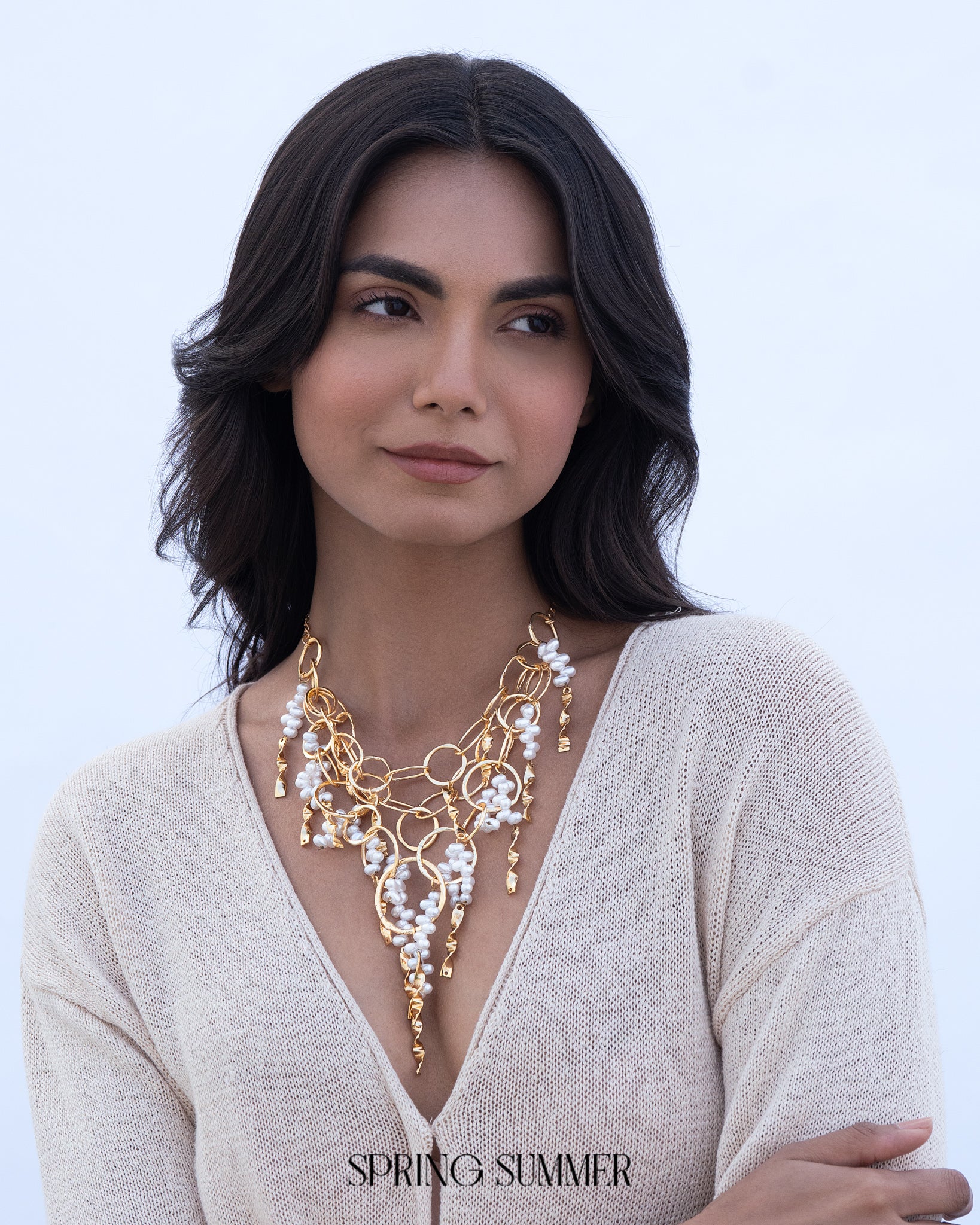 Swivel Pearl Fall Necklace